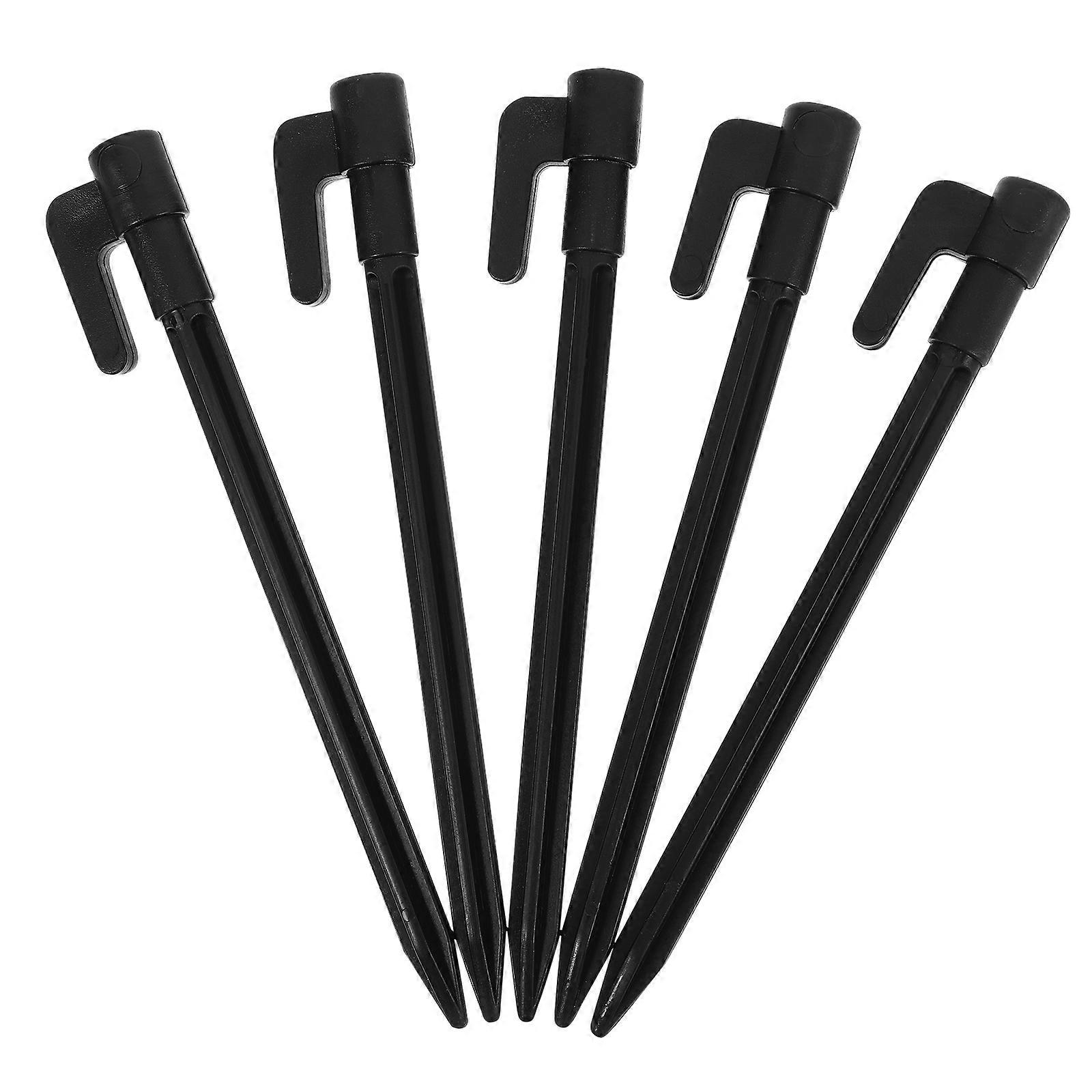 Multi-Purpose 5Pcs Plastic Ground Stakes For Beach Use And Camping With Cylindrical Shape And Stability Enhancement