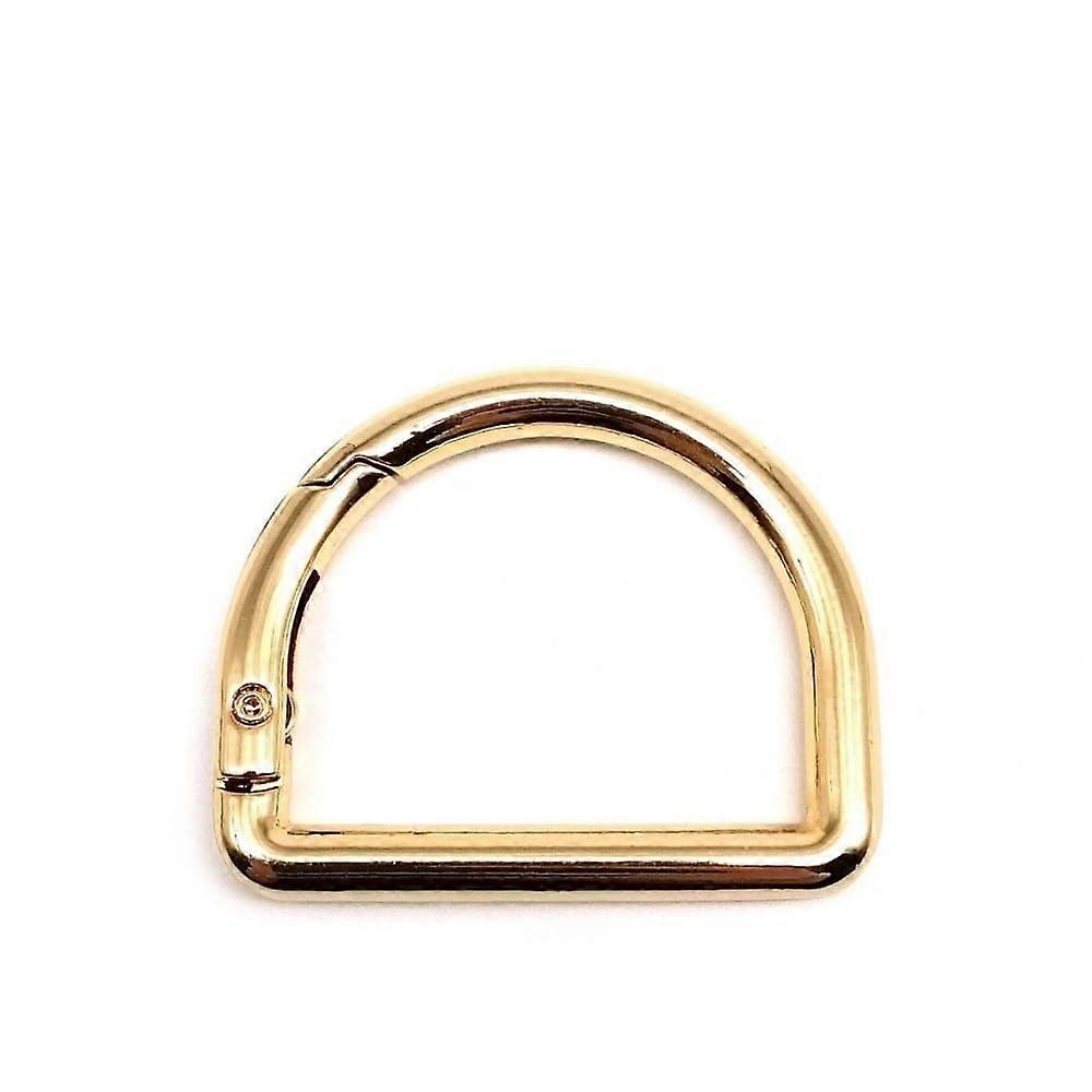 Light Golden D-Shaped Spring Ring for Handbag Straps, Keychains, Pet Leashes, 25mm Inner Width