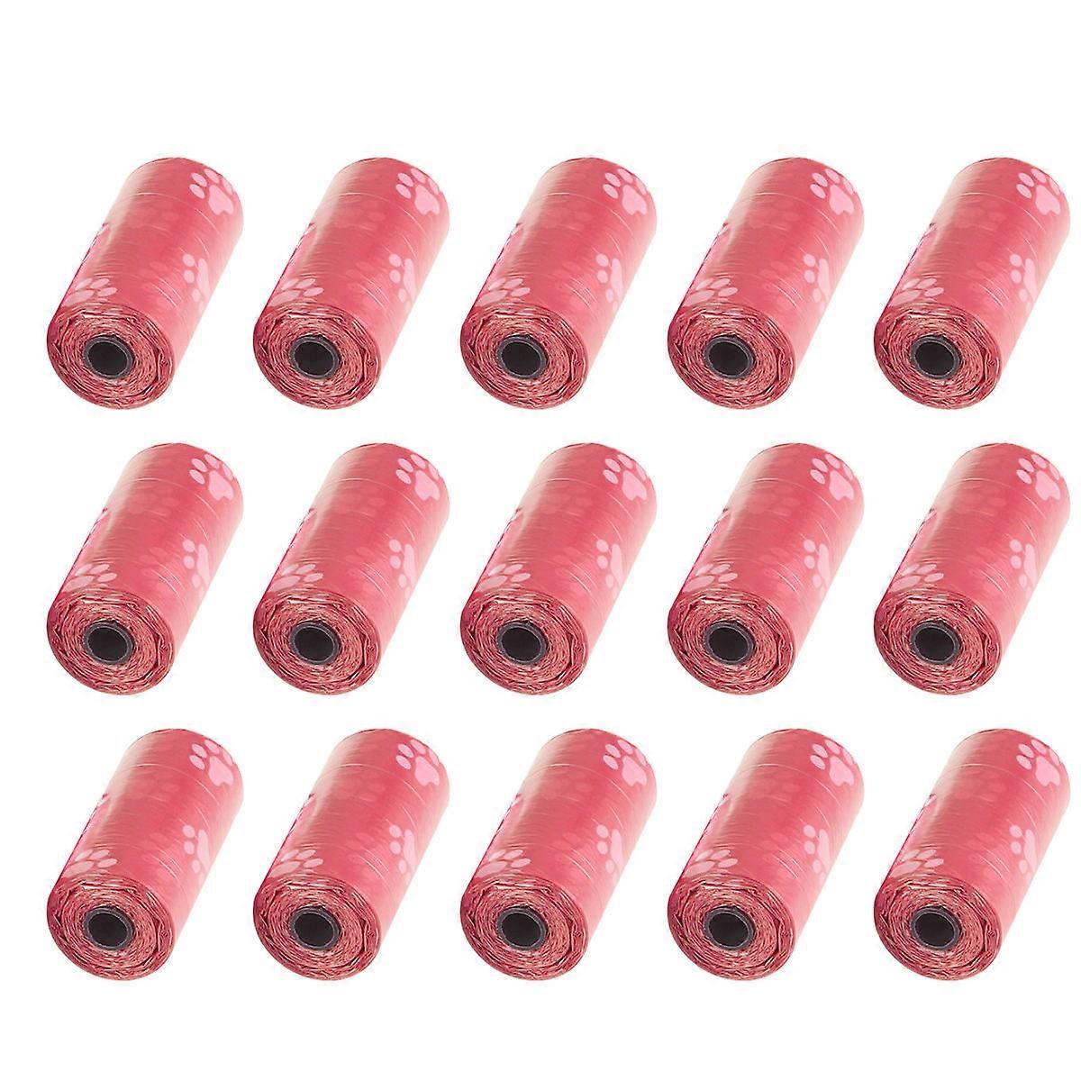 Pet Claw Printed Bags 15 Rolls Feces Collection Essential For Walking Cat Pet Supplies Approx. 29 x 21 cm
