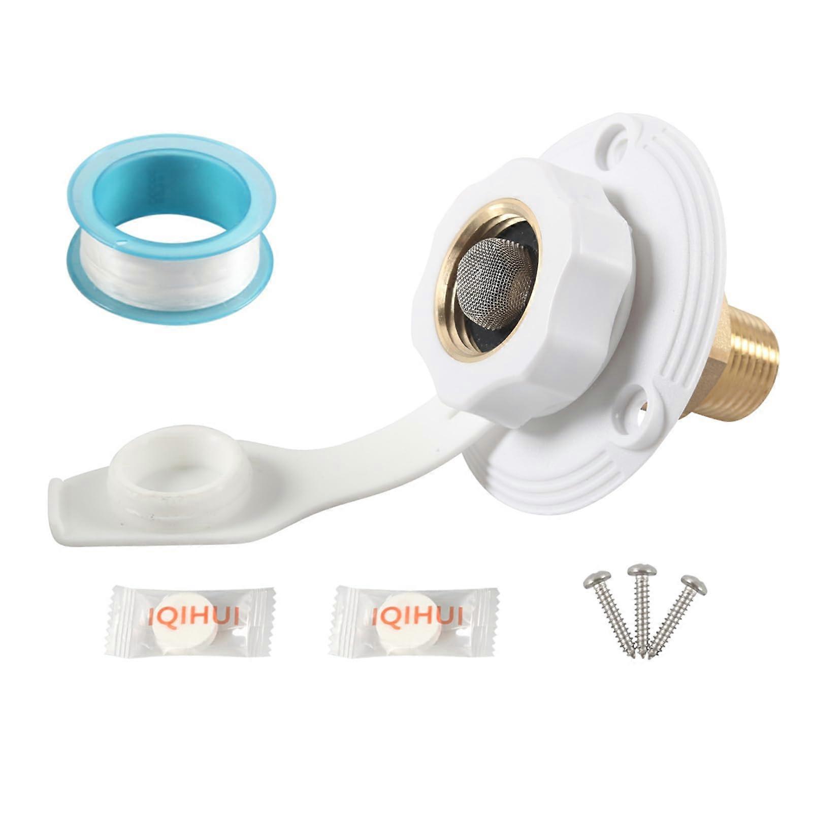 RV Freshwater Inlet with Check Valve Clean Water Supply for Camper RV City Water Fill Inlet Flange Check Valve Water, C