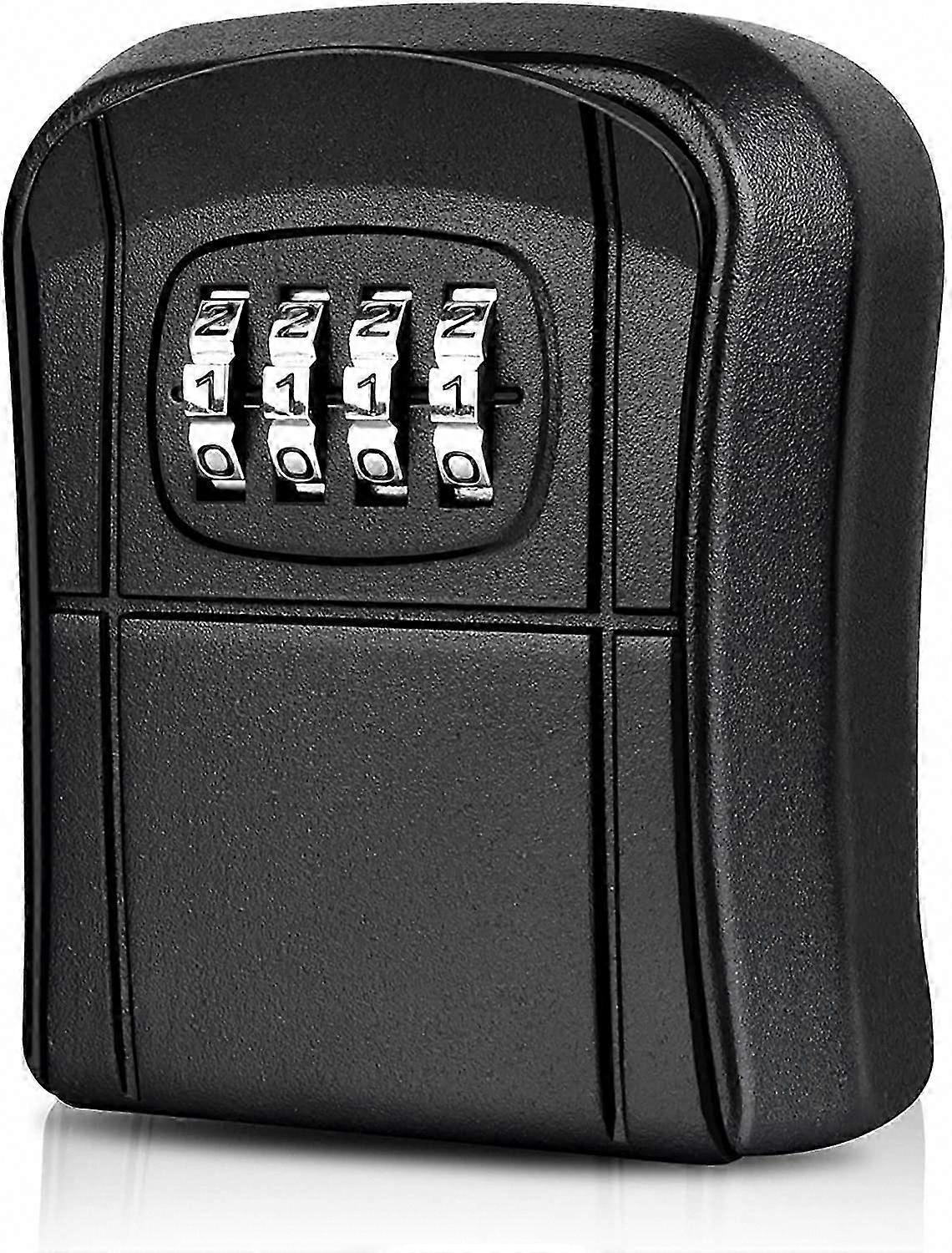 Wall Mounted Secure Key Box Mini Outdoor Key Safe Key Box with 4 Digit Numeric Code Resettable Waterproof Key Case (Black)