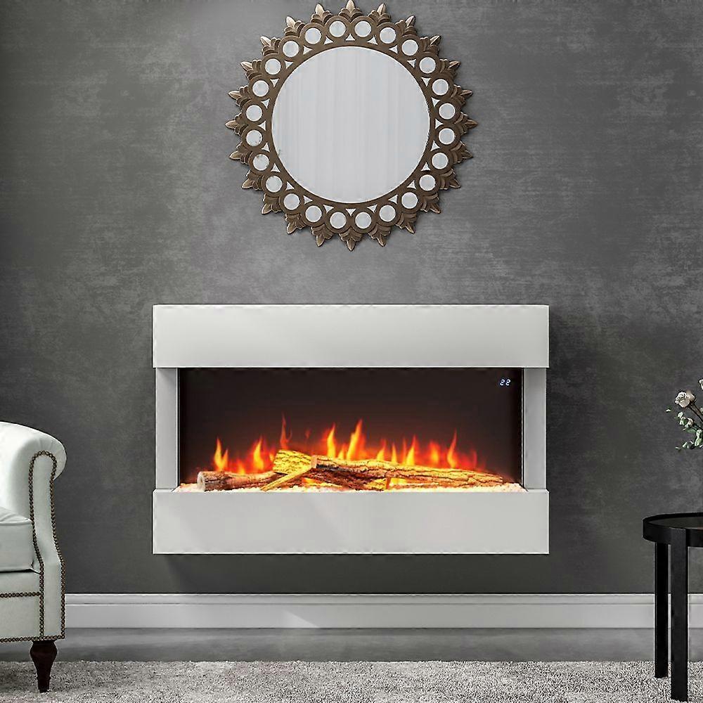 LED Wall Mounted Fireplace White Suite
