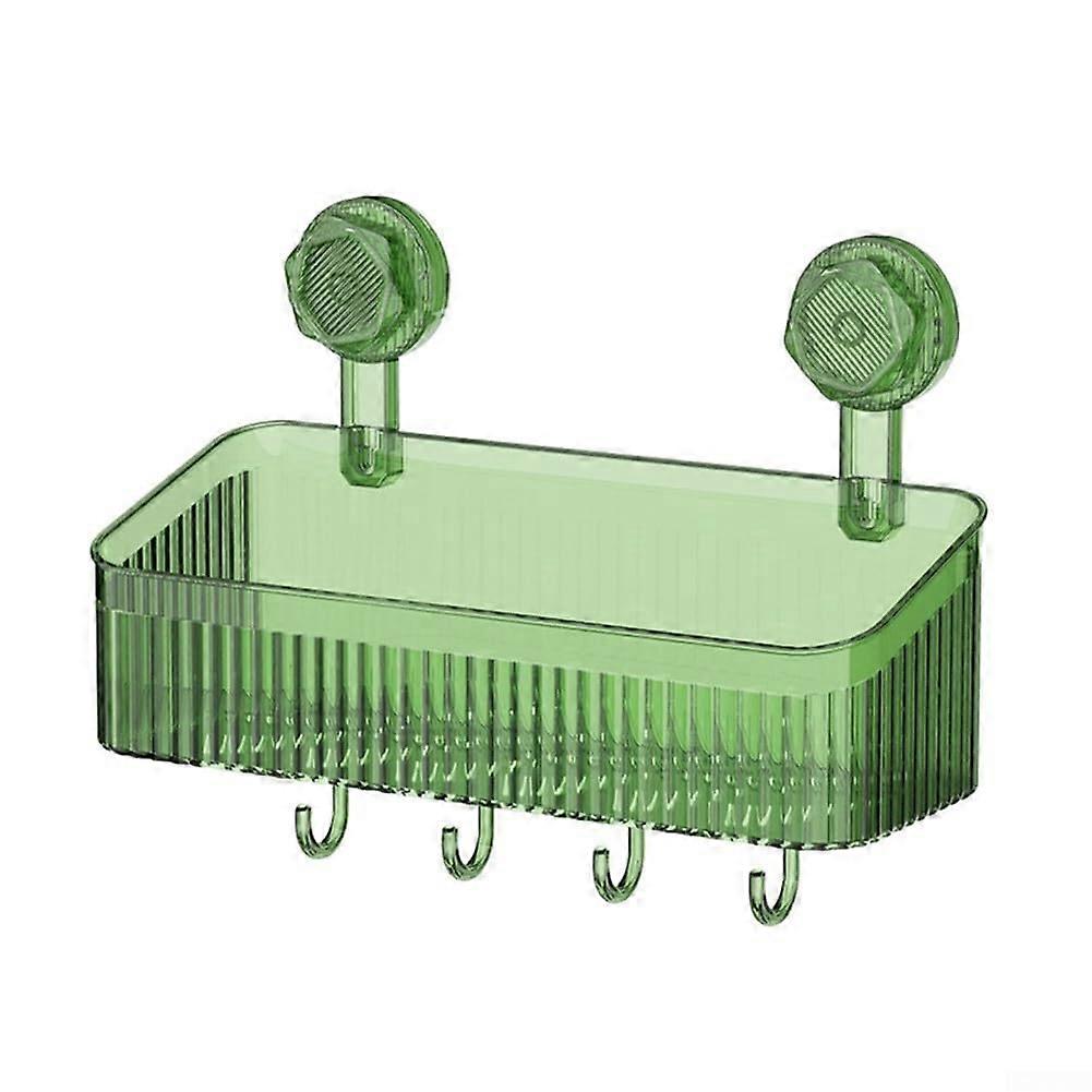 Sturdy Hanging Shelf With Suction Cups Green Bathroom And Kitchen Storage Space Saving