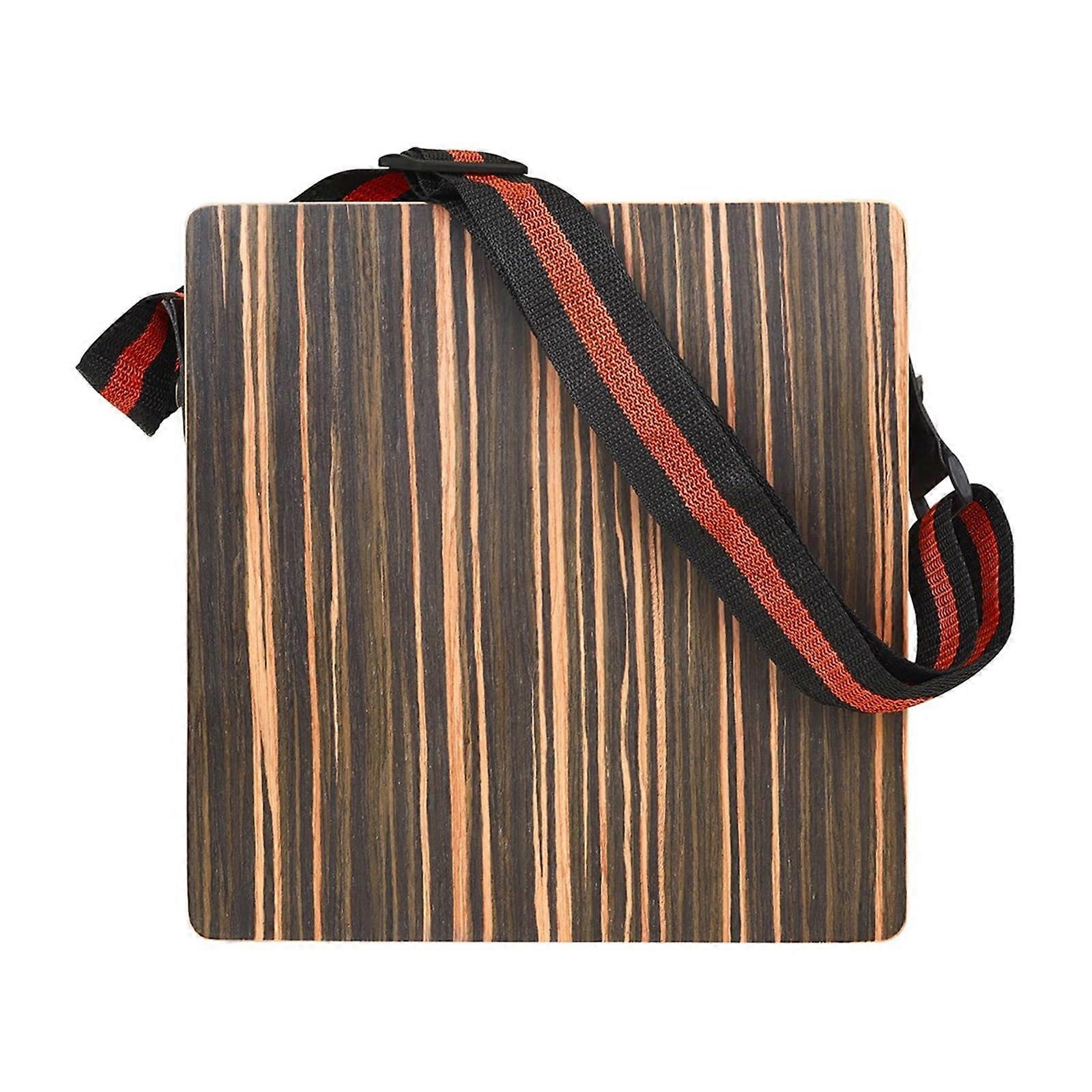 Cajon Box Drum Wooden Travel Model Portable Flat-Top Percussion Instrument With Adjustable Strap Natural Wood Finish