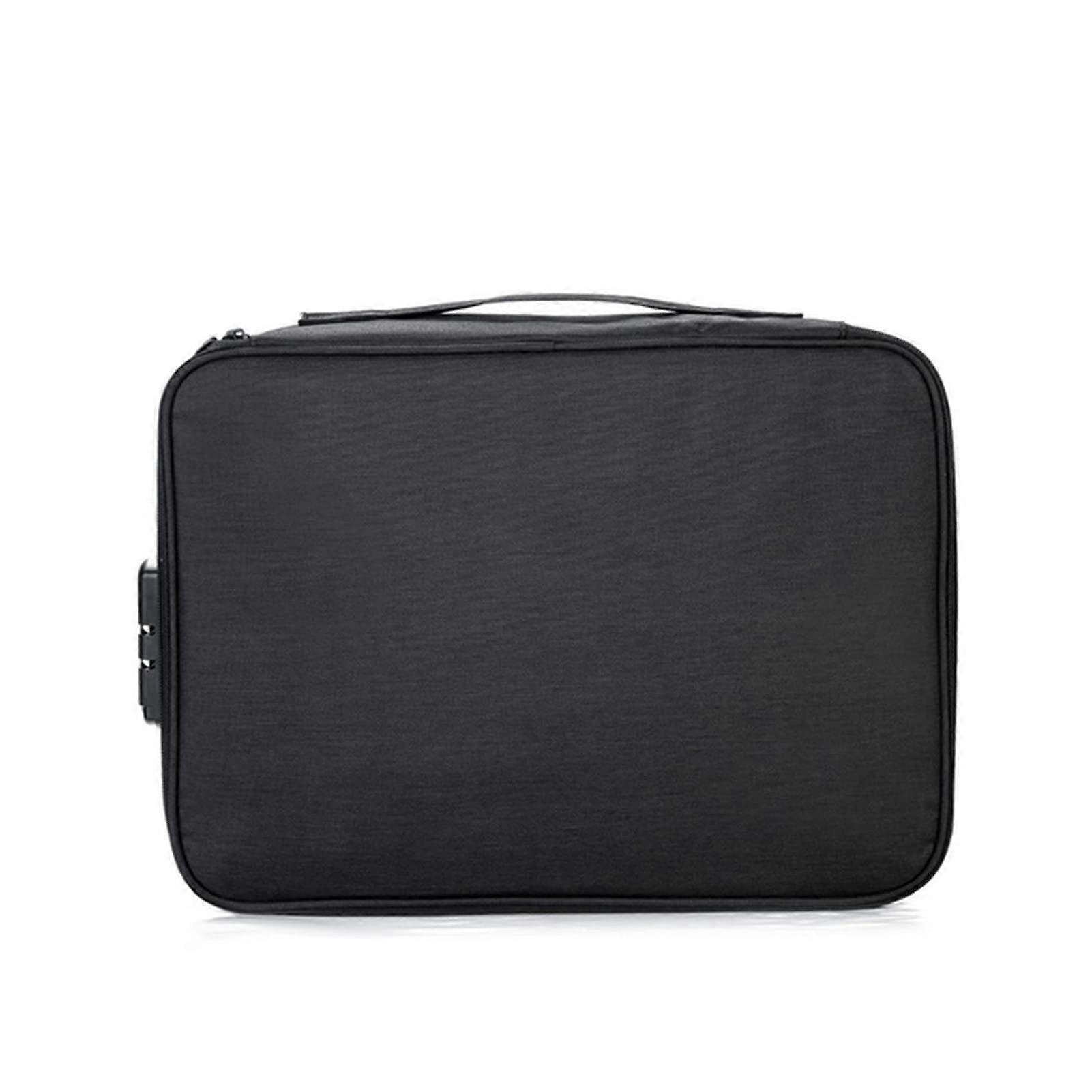 Large Capacity Document Bag A4 File Folder with Ticket Pockets for Home Travel Organizer Black Multifunctional Storage Supplies