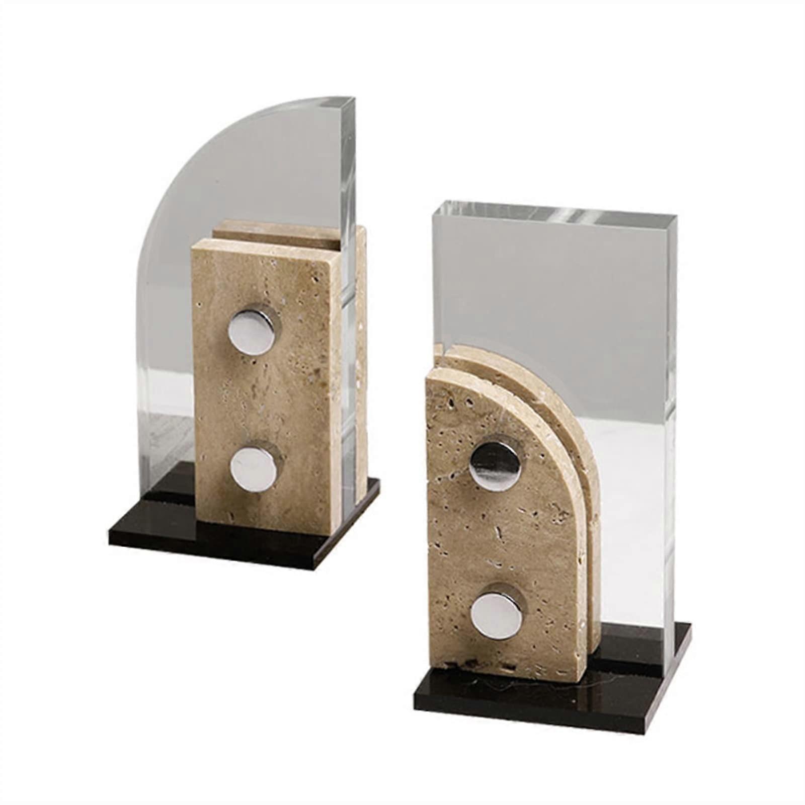 Decorative crystal bookends, Lshaped, nonslip, stable for heavy books, office, library.