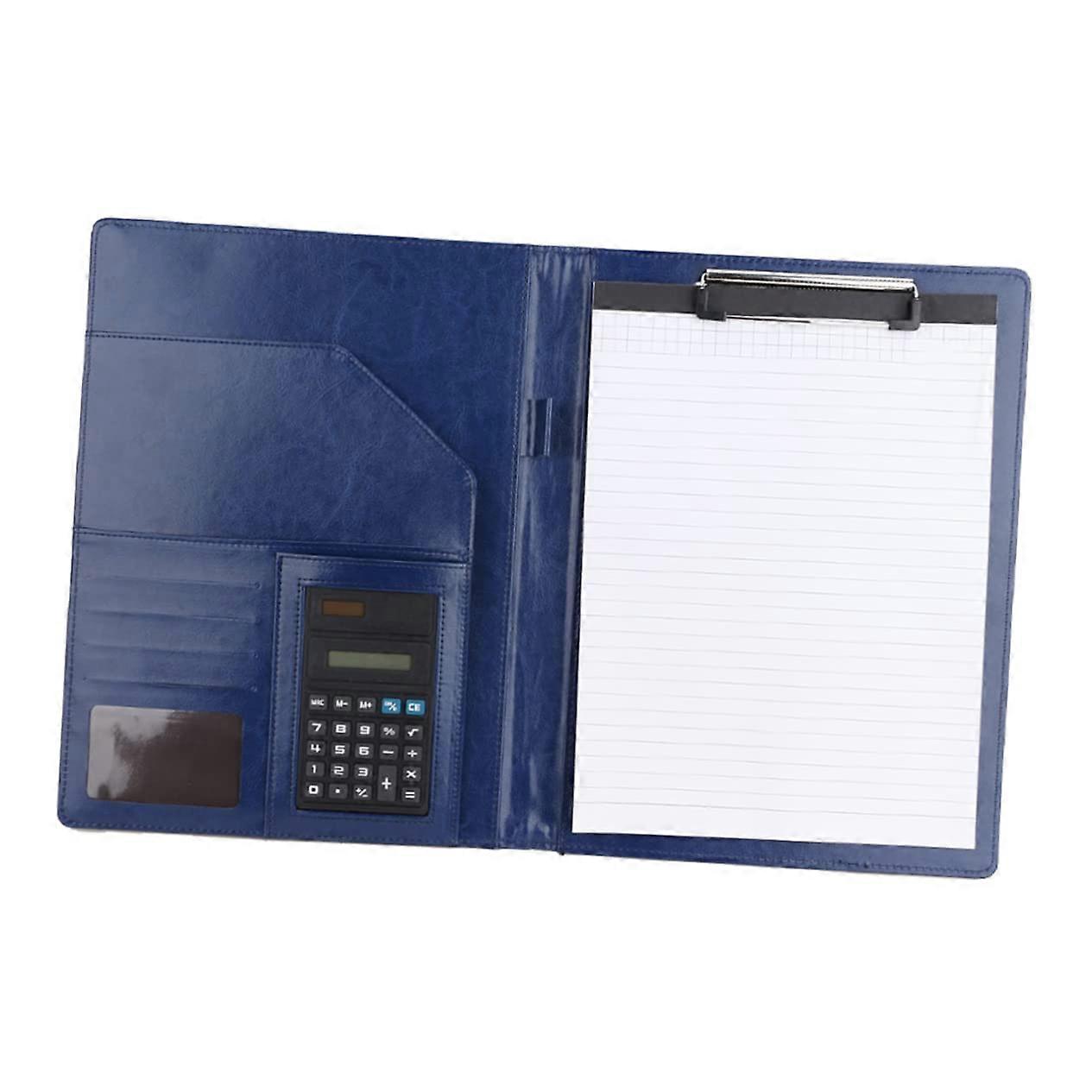 جلد مجلد كمبيوتر محمول حقيبة جلد الموثق محفظة محفظة المستندات الأزرق 32.5 * 25 * 1.5 سم