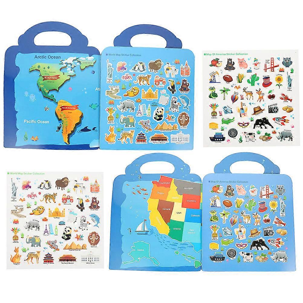 Imagination Development Sticker Book Set For Toddlers With Reusable PVC Stickers For Smooth Surfaces Used In Various Occasions 2Pcs
