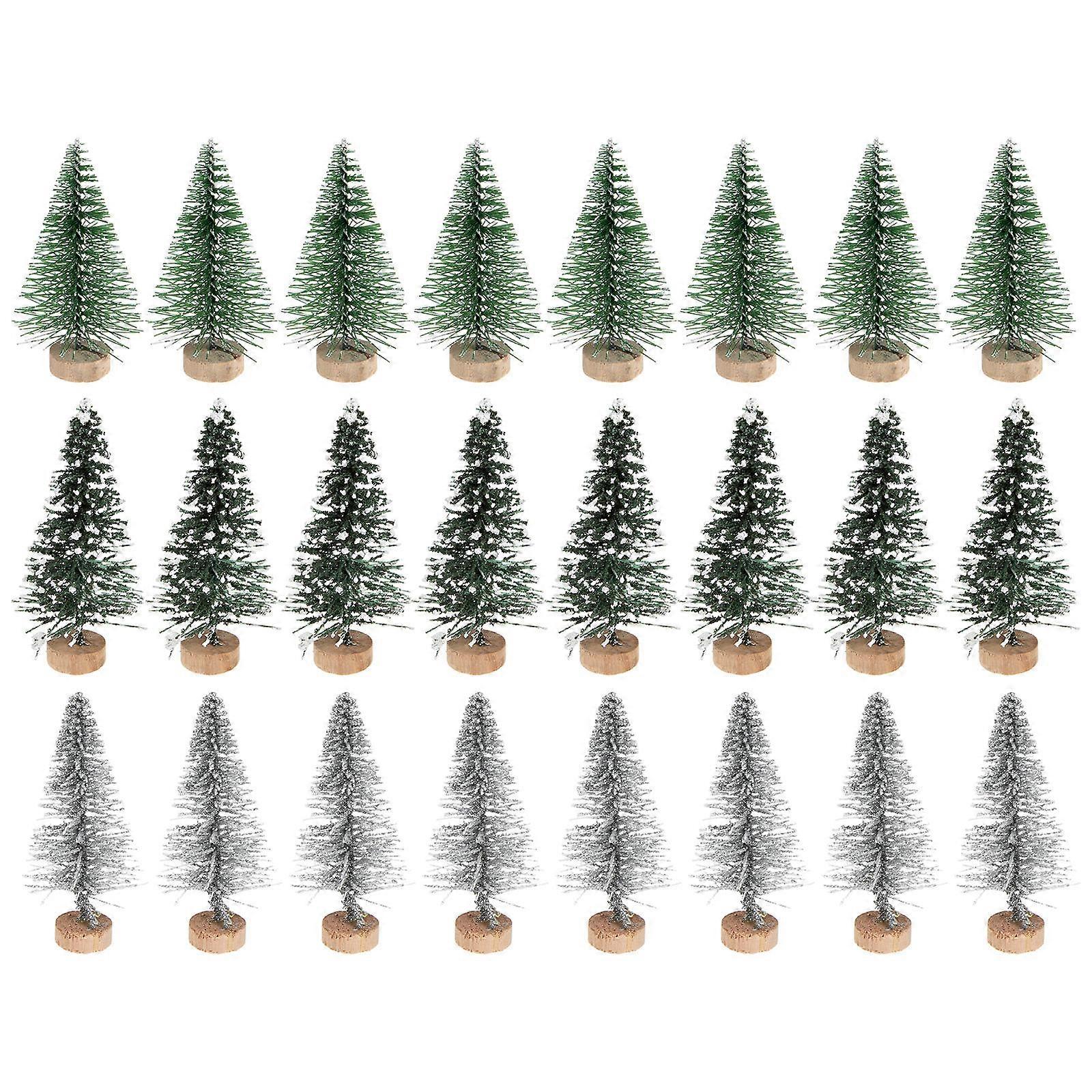 Mini Christmas Tree Artificial Decorations For Festive Parties Assorted Color Desktop Design Made Of Plastic 24Pack