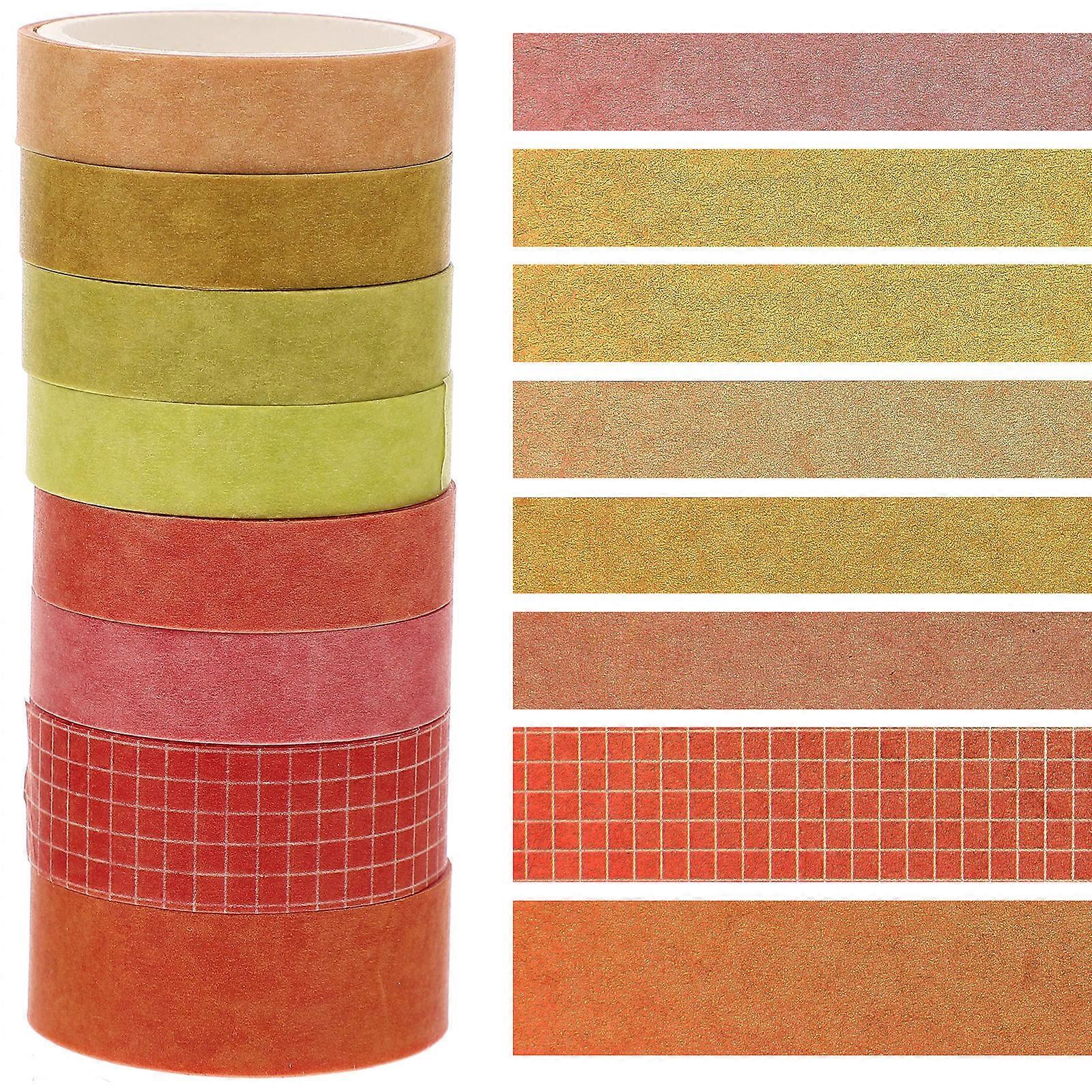 DIY Crafts Washi Tape Set 8Pcs With Adhesive Function Suitable For Art Projects 300X1.5Cm Yellow Color