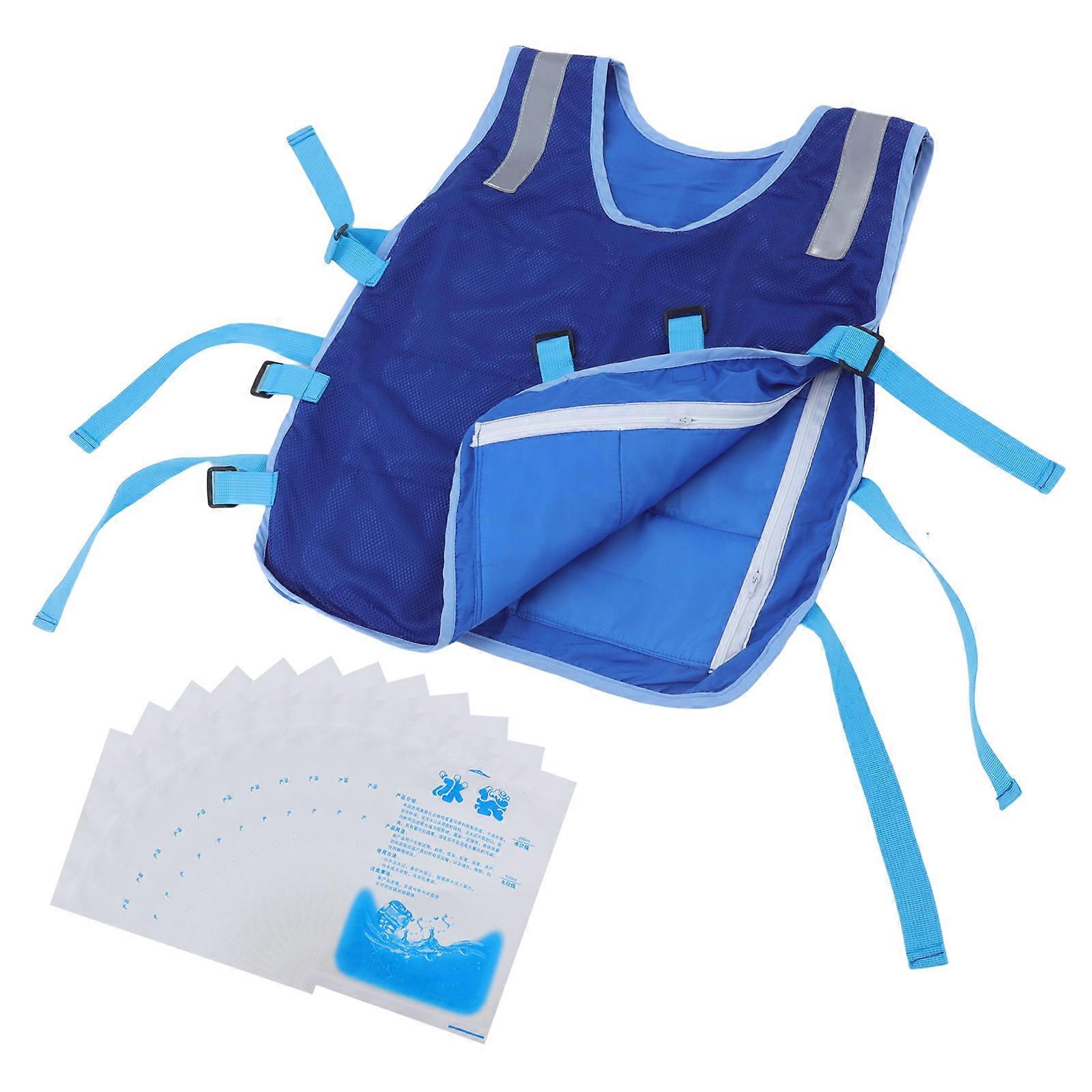 Cooling Vest with Replaceable Ice Packs for Hot Weather Outdoor Work – Reflective Safety Clothing for High Temperature Comfort and Night Visibility