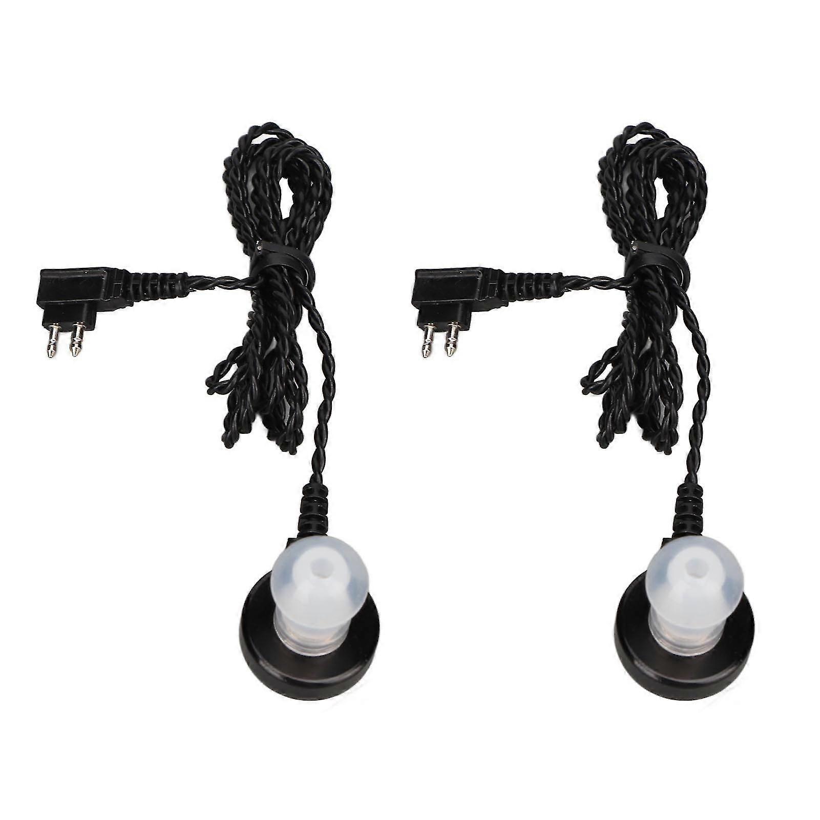 Hearing Device 2 Pin Cable Wire Sound Hearing Device Receiver with Earplug Replacement Accessory Black