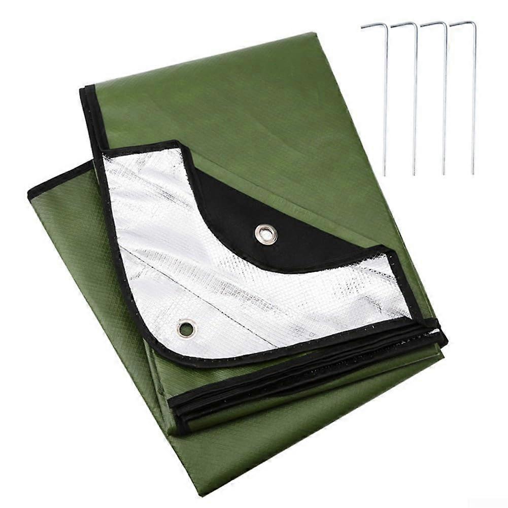 Waterproof Camping Blanket With Insulated Design And Grommets For Secure Setup Outdoor Use Green