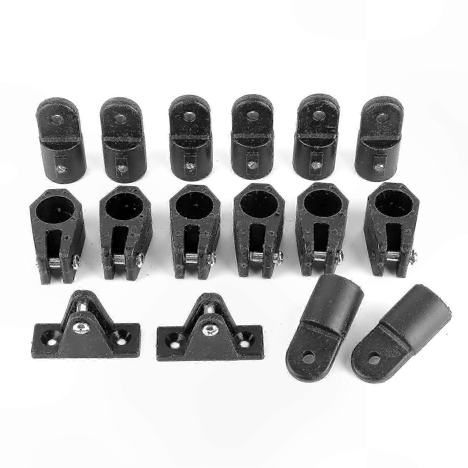16-Piece Nylon Fittings Kit for 22mm Tubes Includes Hinges Jaws Slides End Caps Eyelets