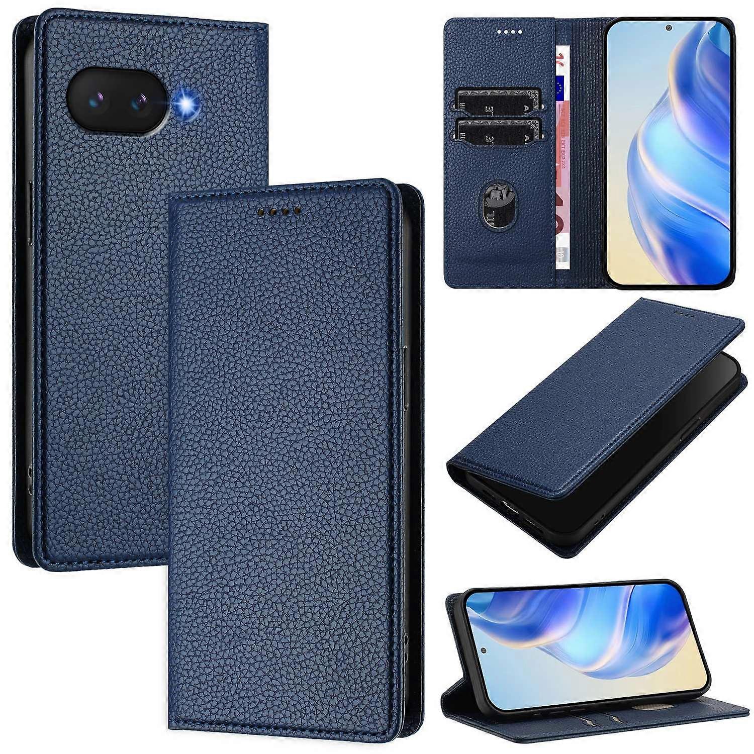 For Google Pixel 9a Wallet Case RFID Blocking Litchi Texture Leather Mobile Cover