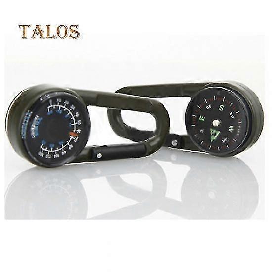 2 in 1 Outdoor Multi Function Pocket Tools Hiking Metal Carabiner Mini Compass Thermometer Keychain