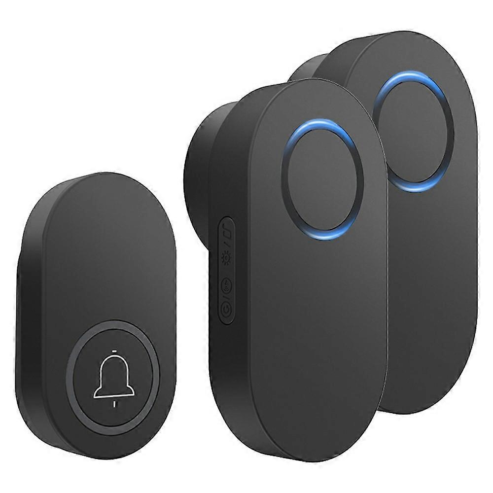 ML008-B-12US 60 Melodies Wireless Self-Powered Doorbell Ring US Plug/Black,1 Transmitter+2 Receiver