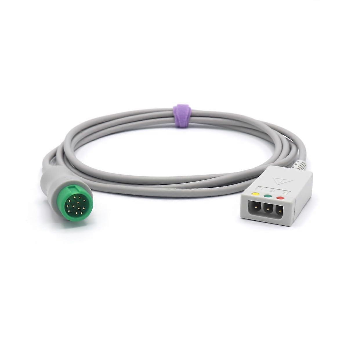 3 Lead Trunk Cable Replacement Cord Lead Wires Compatible With Mindray Datascope EV6201 12-Pin Connector CB-83585R