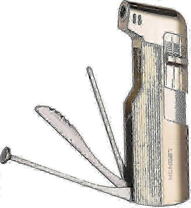 Refillable Butane Lighter with Integrated Pipe Tools and Gold Packaging