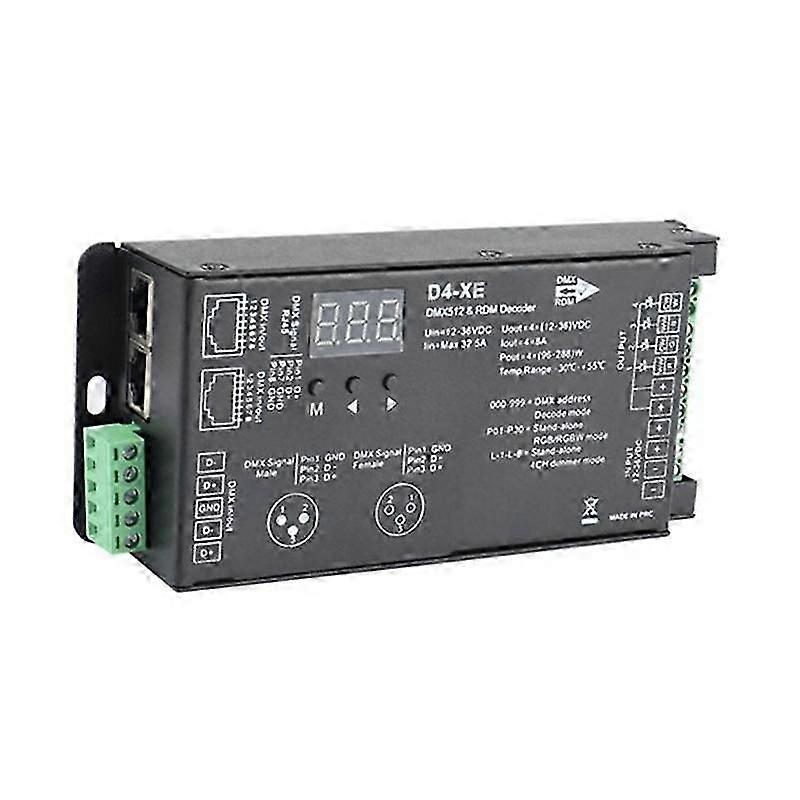 4CH D4-XE DMX Decoder Controller PWM Flicker Free Dimming 12V-36V Digital Display 2000Hz 500HZ for RGB LED Lights