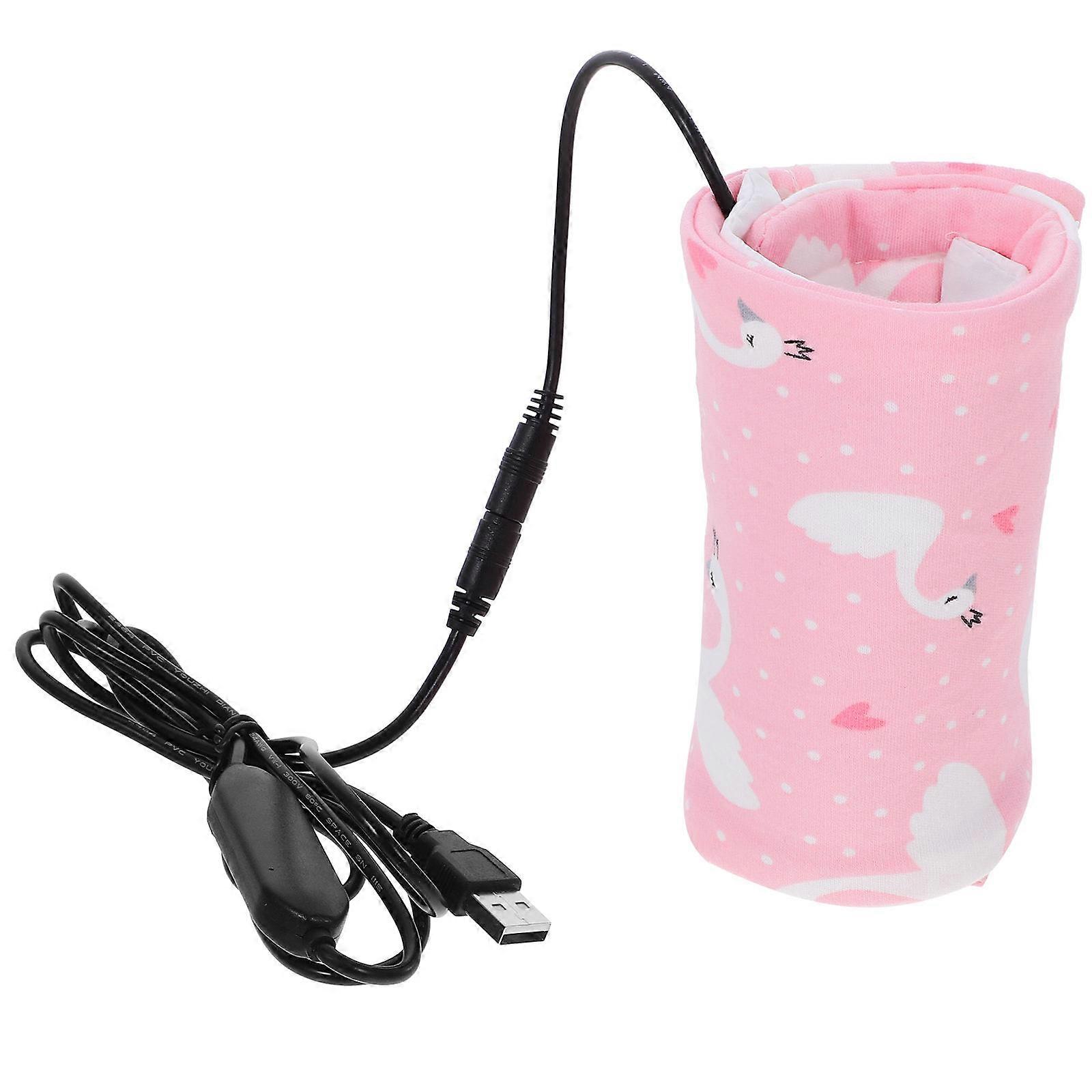 Portable Sleeve Baby Bottle Warmer for Winter Use Cotton Pink with Timing Heating 1Pcs