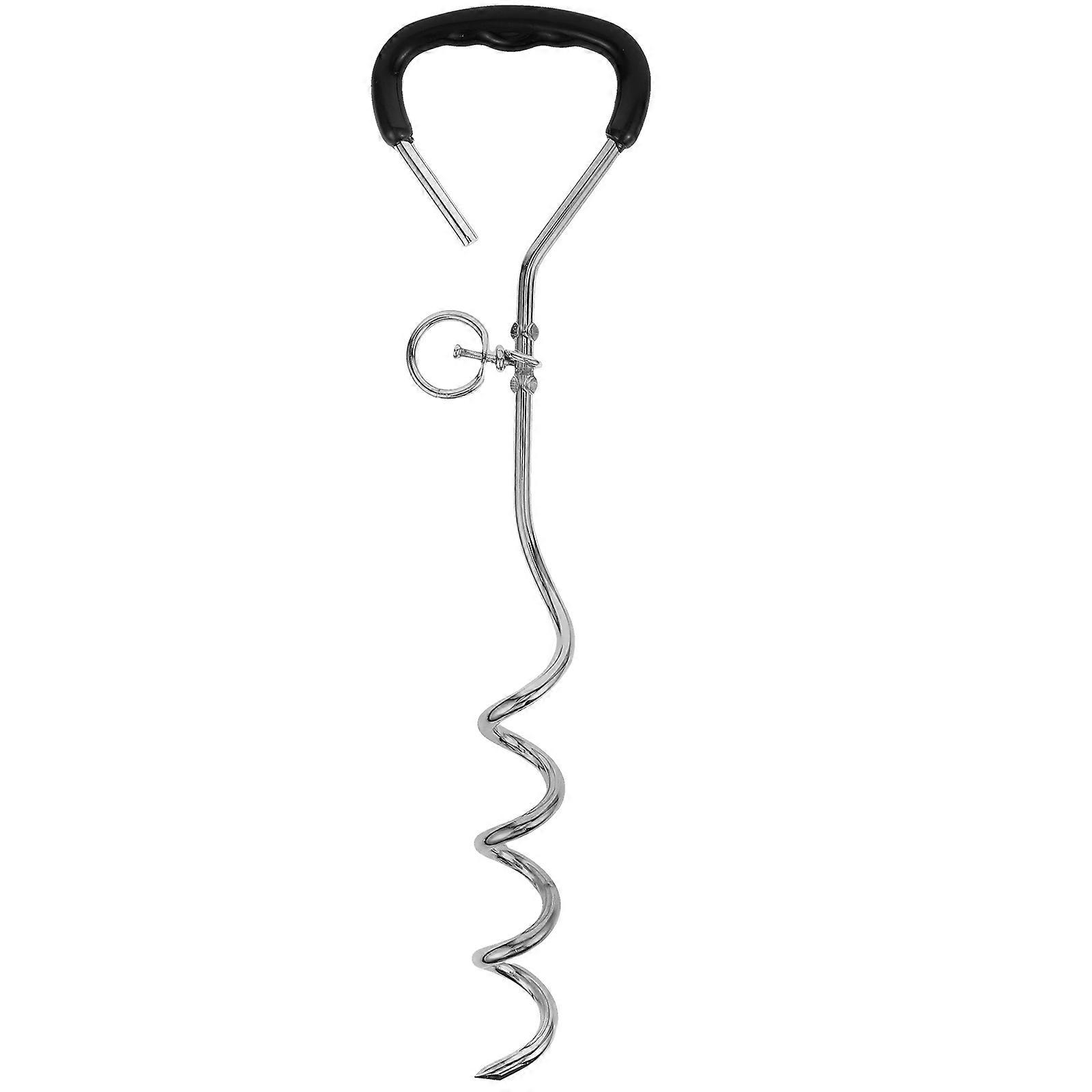 ハイキング用のタイアウトステークドッグヤードステーク屋外でのロープの絡まりを減らすための黒鉄スパイラルデザイン1個