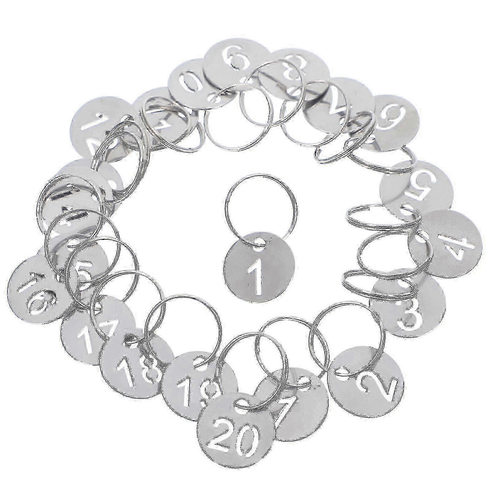 50pcs Stainless Steel Round Number Tags 1-20 for Keys, Lockers & Organizing - Durable Metal Key Tags with Numbers