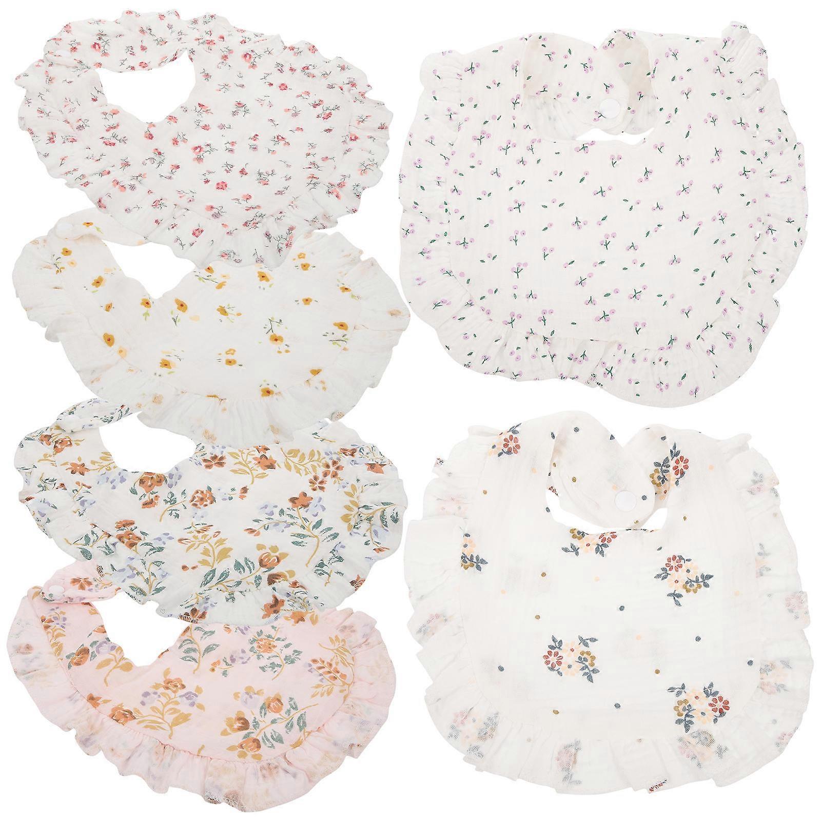 6pcs Cotton Bibs for Teething & Drooling – Soft, Absorbent, Comfortable Design for Newborns & Multi Use – Unisex Baby Bibs for Boys and Girls