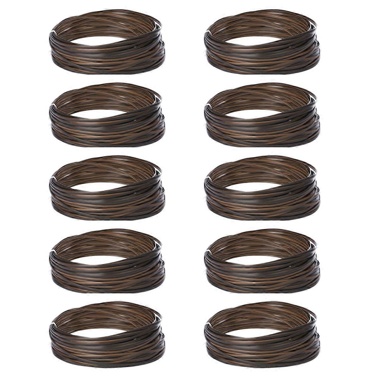 10X Coffee Gradient Flat Synthetic Rattan Weaving Material Plastic Rattan for Knit and Repair Chair