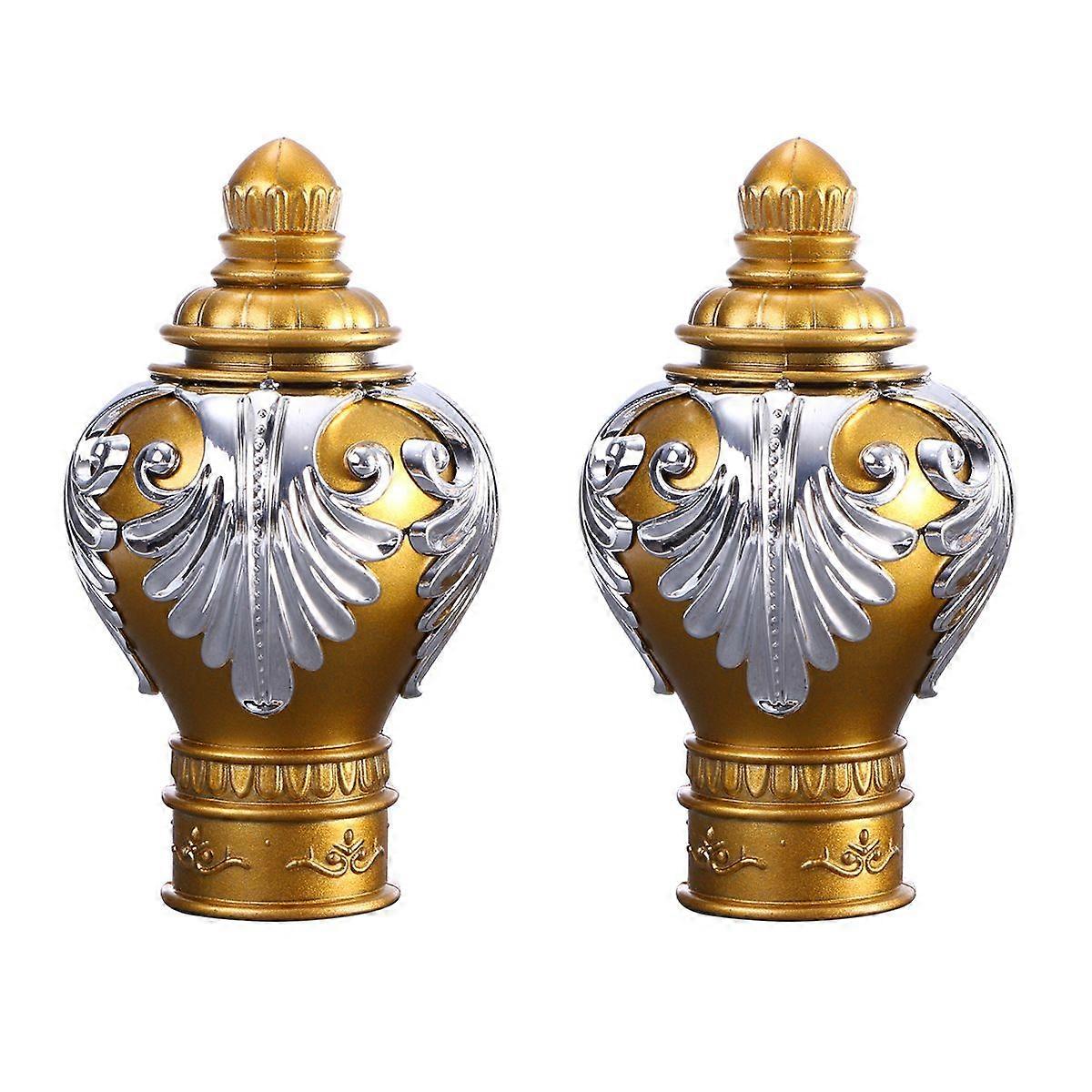 2pcs διακόσμηση άκρων ράβδων κουρτινών πόλων της Ρώμης για το σαλόνι υπνοδωματίων 28mm (χρυσός)