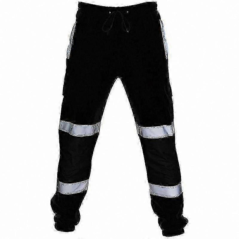 Hi Vis Elastic Waist Work Pants for Adults - Unisex Safety Sweatpants with Reflective Details