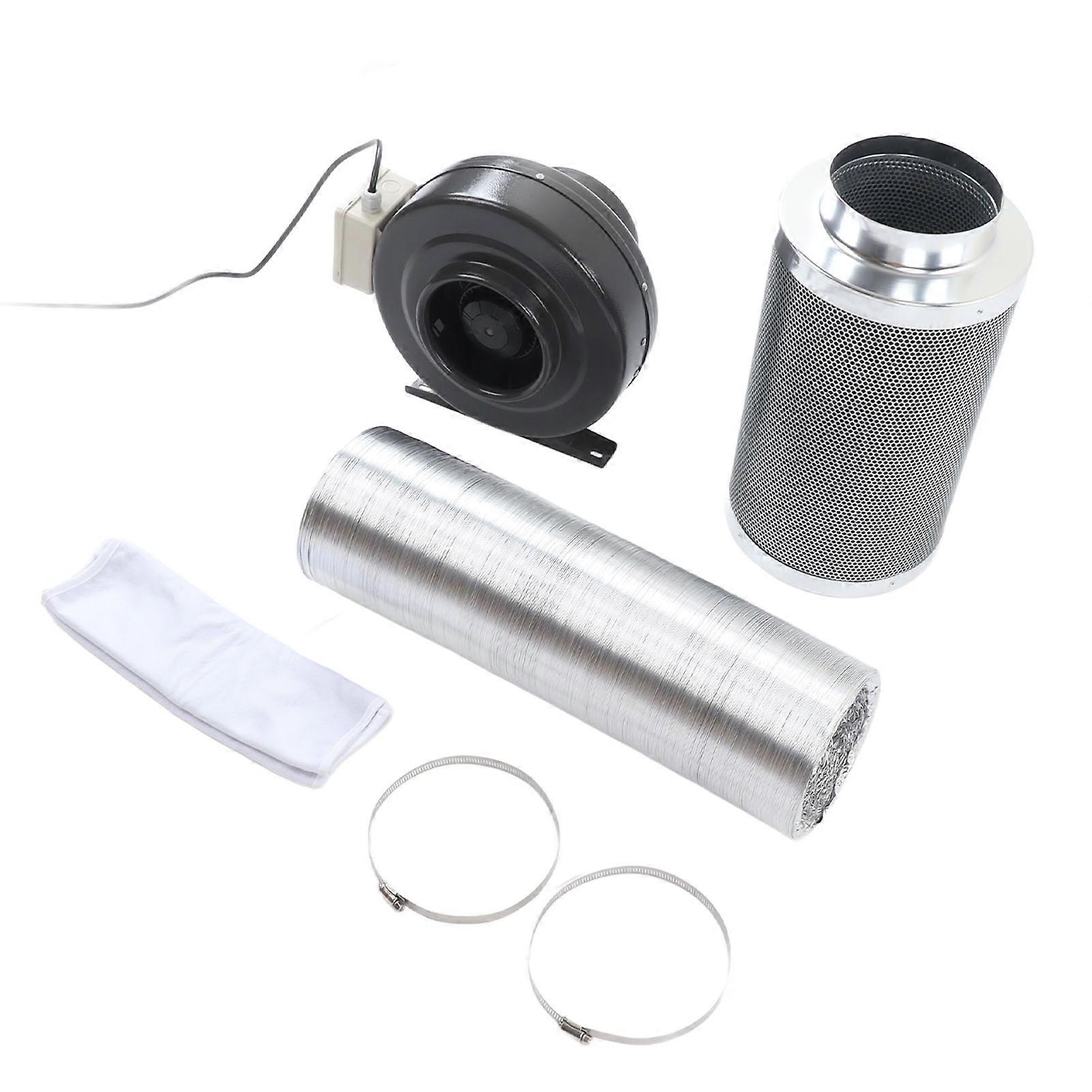 Inline Duct Fan 33x23x27cm Low Noise Carbon Filter EU Plug