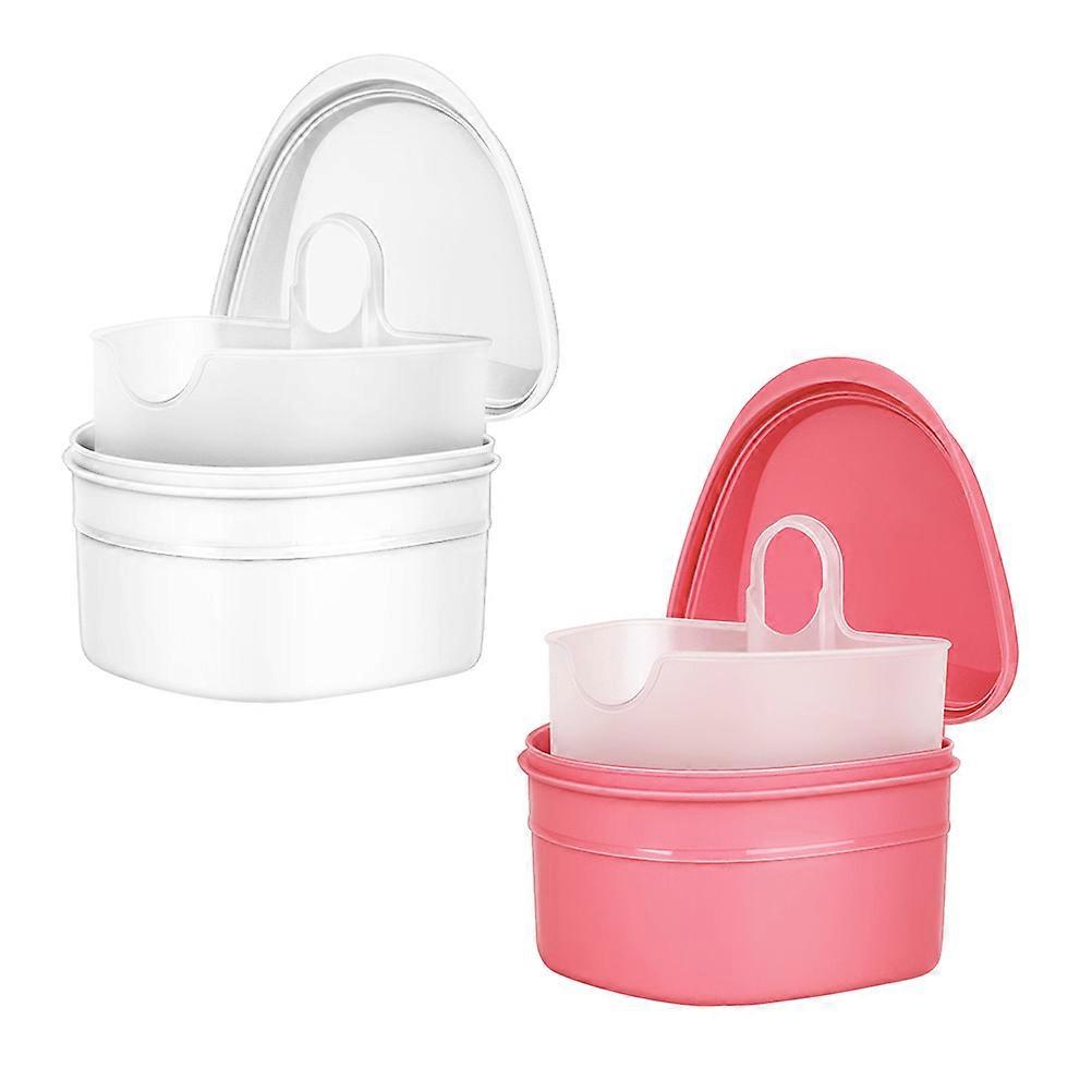 Denture Care Storage Box with Hole for False Teeth Made of Durable PP Material Red Compact Size