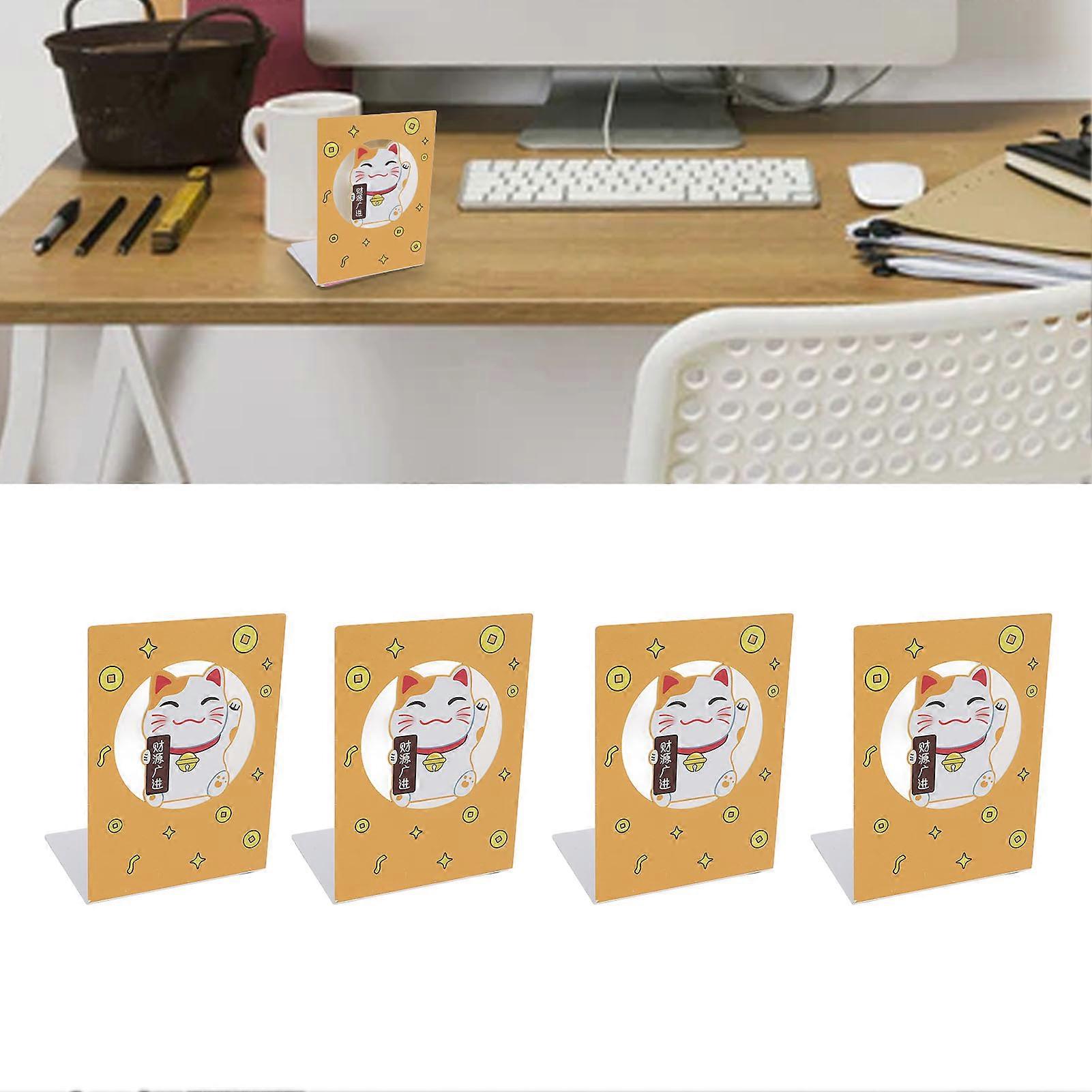 4pcs Metal Book Ends Adjustable Anti-Static Lucky Cat Design