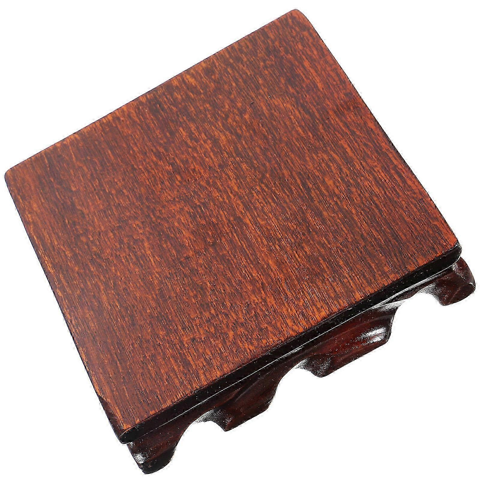 Wood Display Base Square Shape for Ornament Placement Dark Red Solid Wood Tabletop Display 1Pack