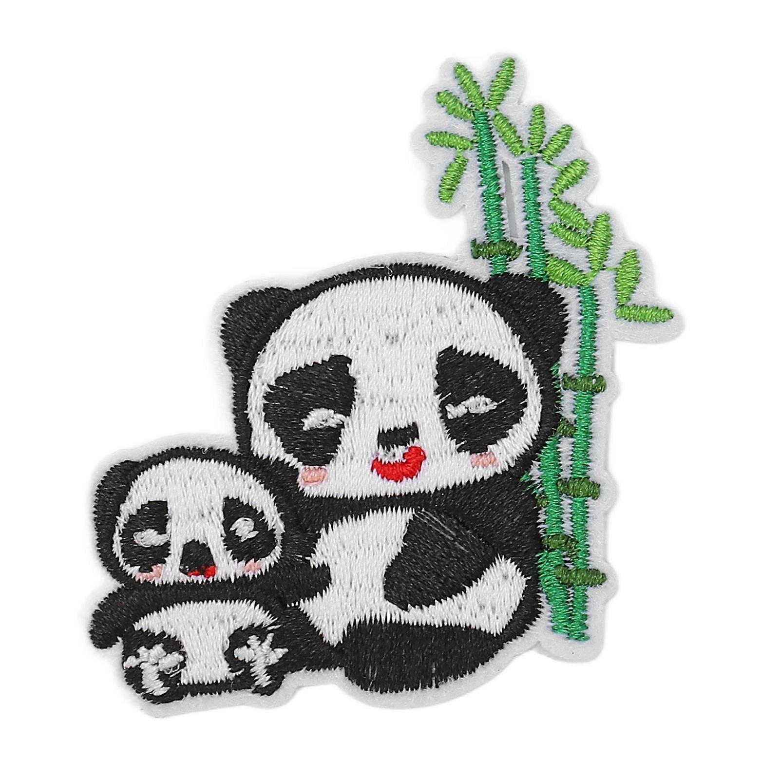 Set of 6 embroidered panda iron-on patches for crafts, bags, shoes