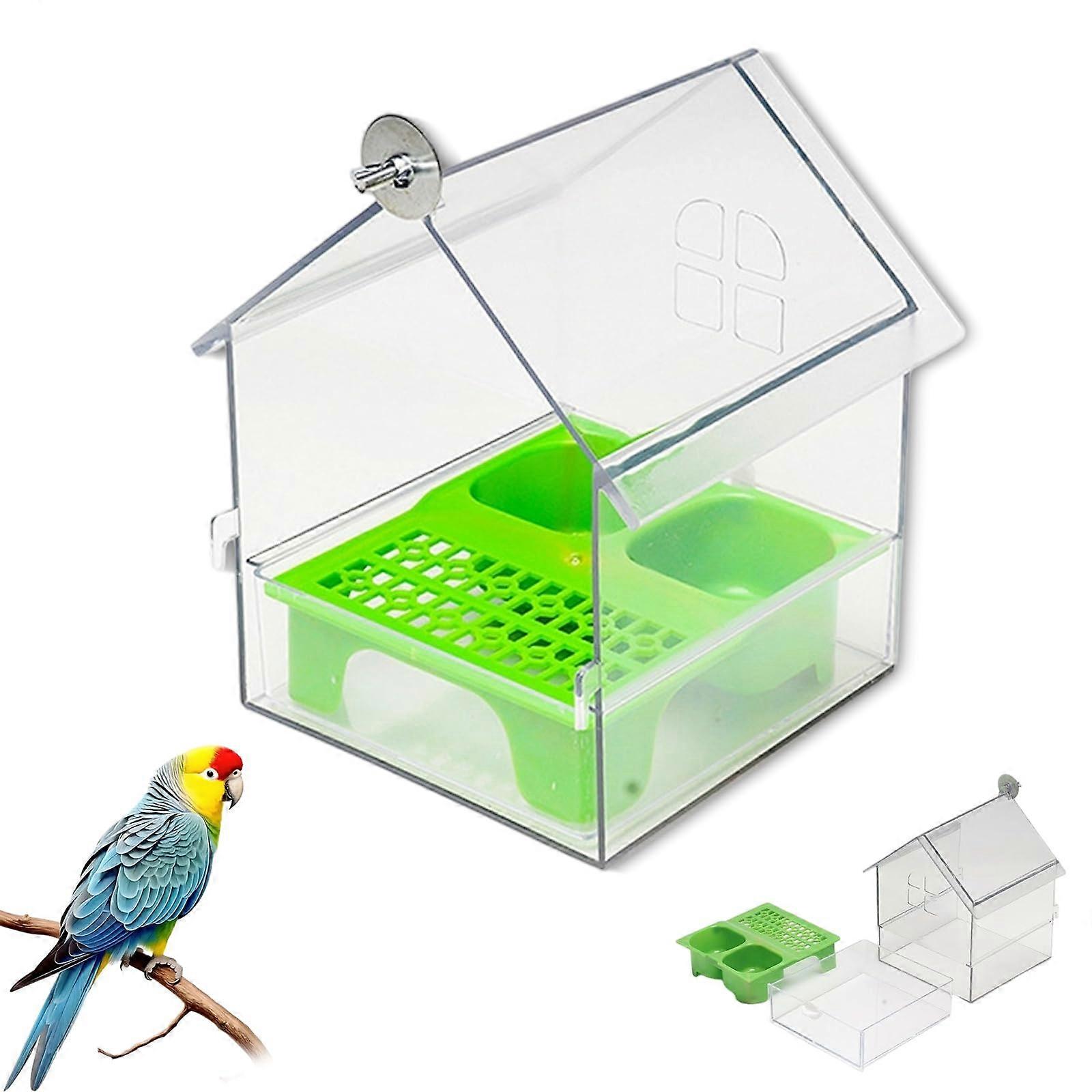 PullOut External Parrot Feeder, Dual Parrot Feeder, Hanging Mess Bird Feeder, Easy To Hold And Clean, Green