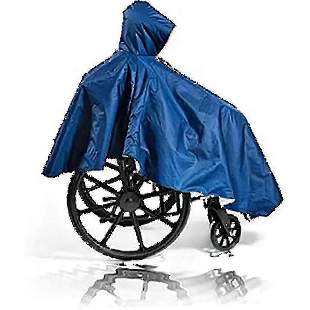 Robuster wasserdichter Rollstuhl-Poncho mit Fronthaube und Reißverschluss, wiederverwendbarer Regenumhang für behinderte Senioren und Erwachsene