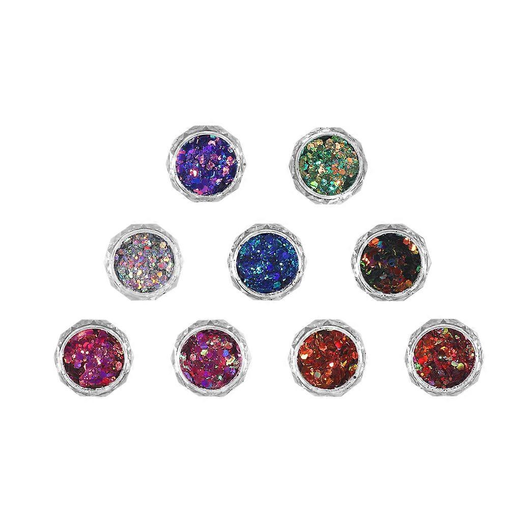 Manicure Glitter Nail Craft Stickers for Decor 9 Boxes DIY Sequins
