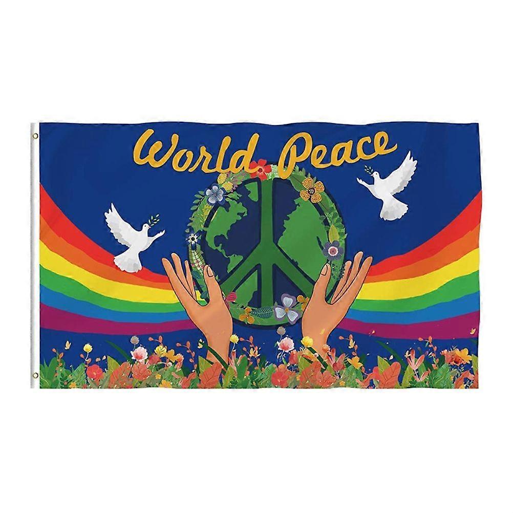 World Peace Flag Polyester Large Banners 90*150CM Fade Resistant Flags Perfect for Home Outdoor Decoration
