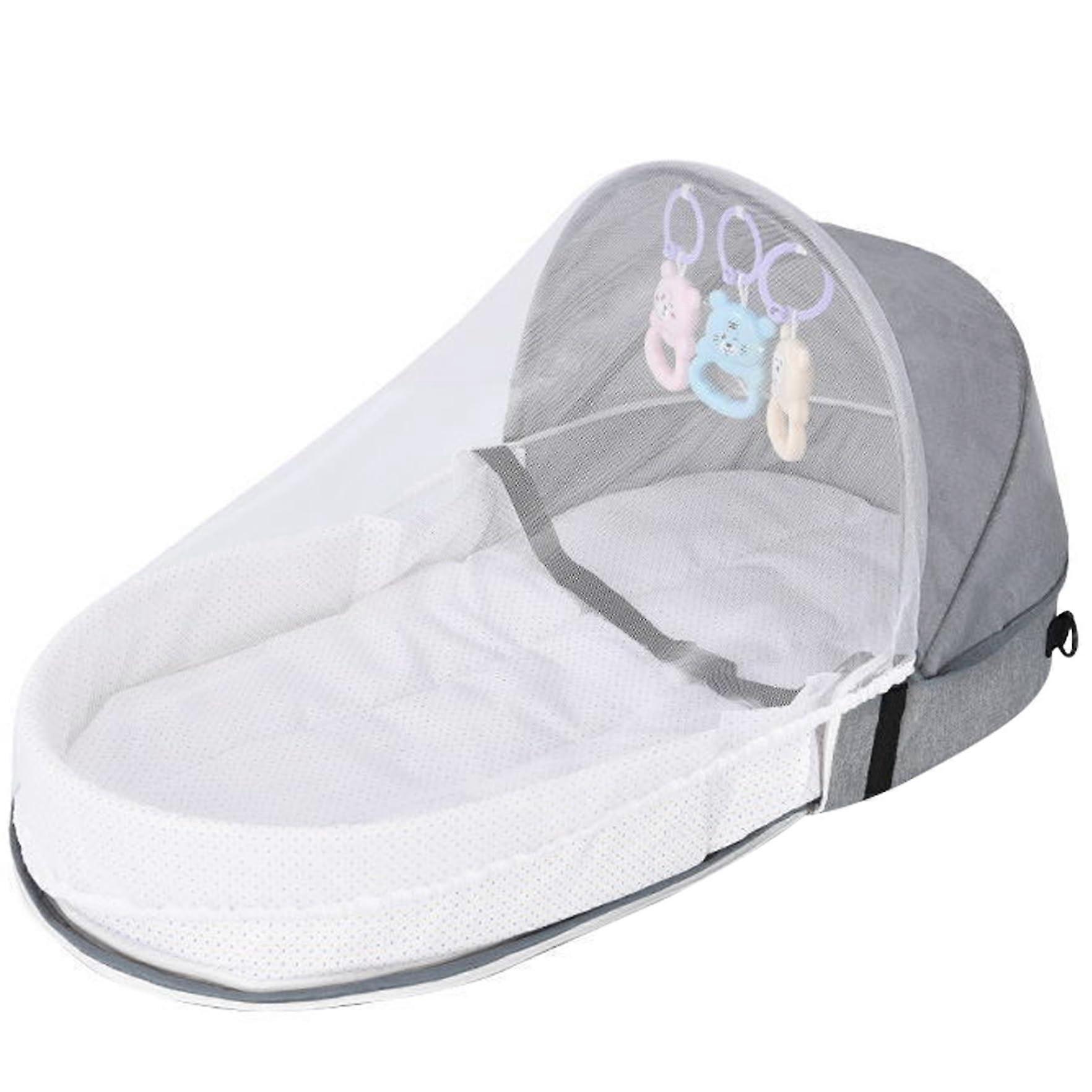 Foldable Crib 012 Months, SemiClosed Zippered, Mesh Screen, Hanging Toys, Breathable Portable Bassinet Bedside Travel