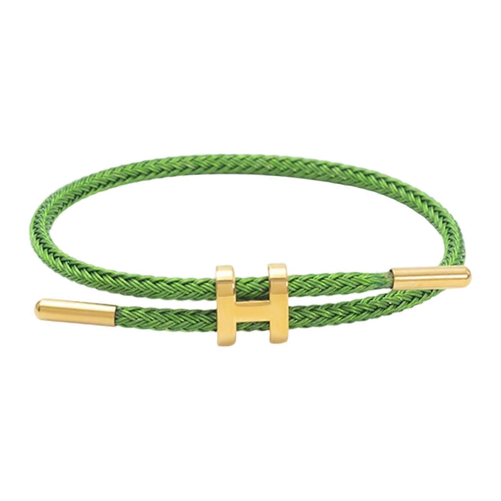 Women's Bracelet Featuring Polished H Shape Buckle and Adjustable Stainless Steel Wire, Ideal for Special Occasions Green