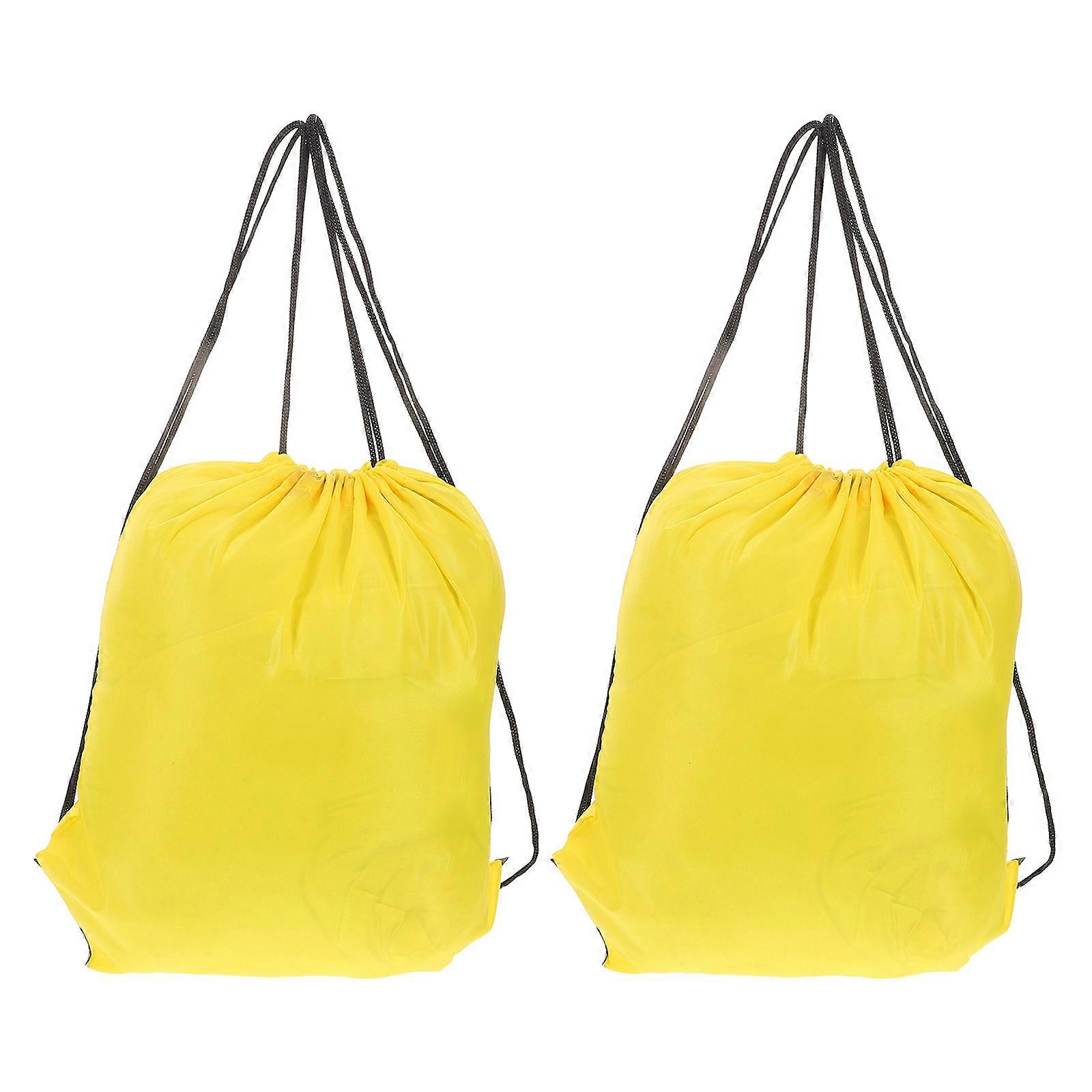 Drawstring Bag for Storage 2Pcs Durable Large Capacity Yellow Storage Bags