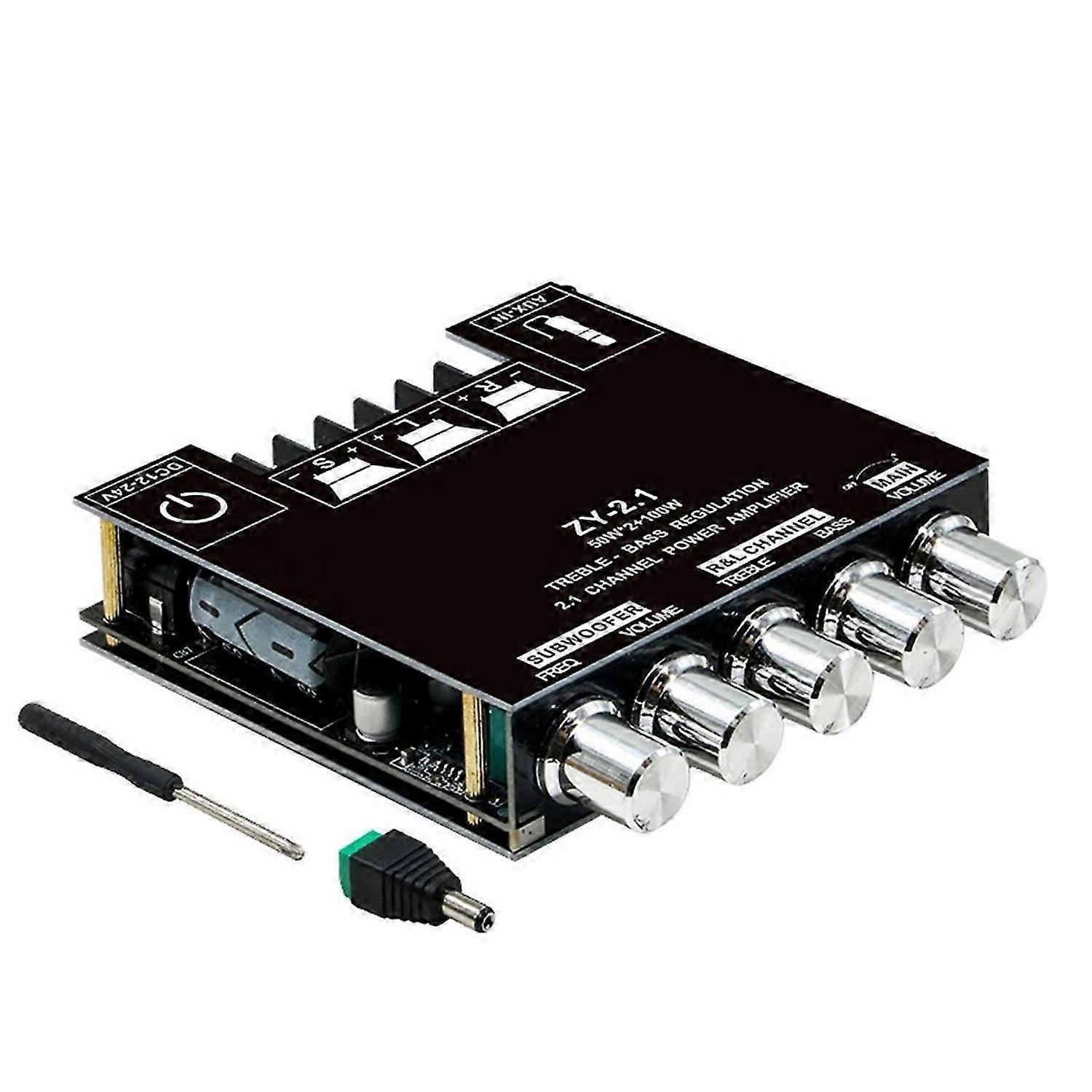 2.1 Channel Bluetooth-Compatible Audio Power Amplifier Module BT 5.1 3.5mm AUX 50Wx2+100W AMP Board