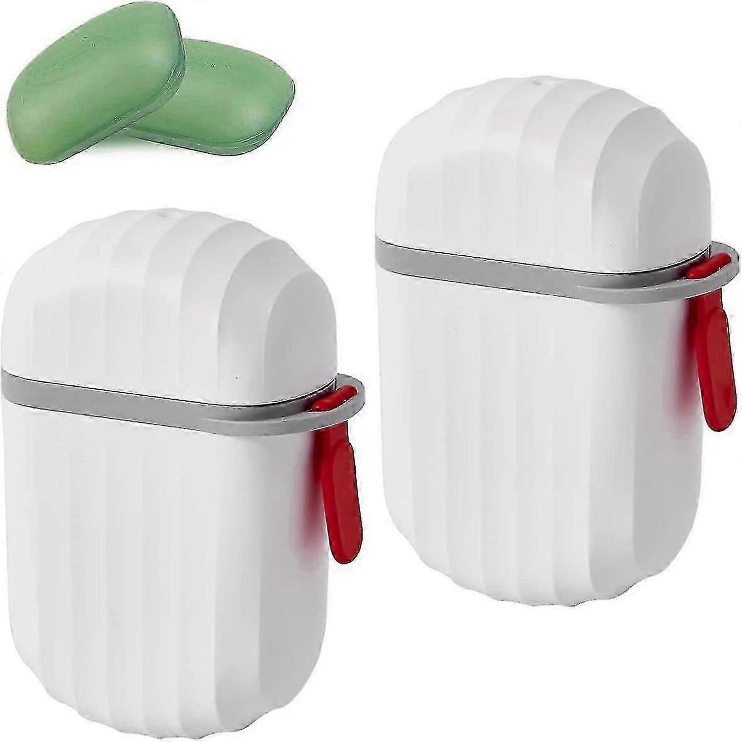 2 PCS Travel Soap Dishes, Soap Containers with Lids, Portable Soap Storage Rack, Double Leak-Proof Soap Dish(White)