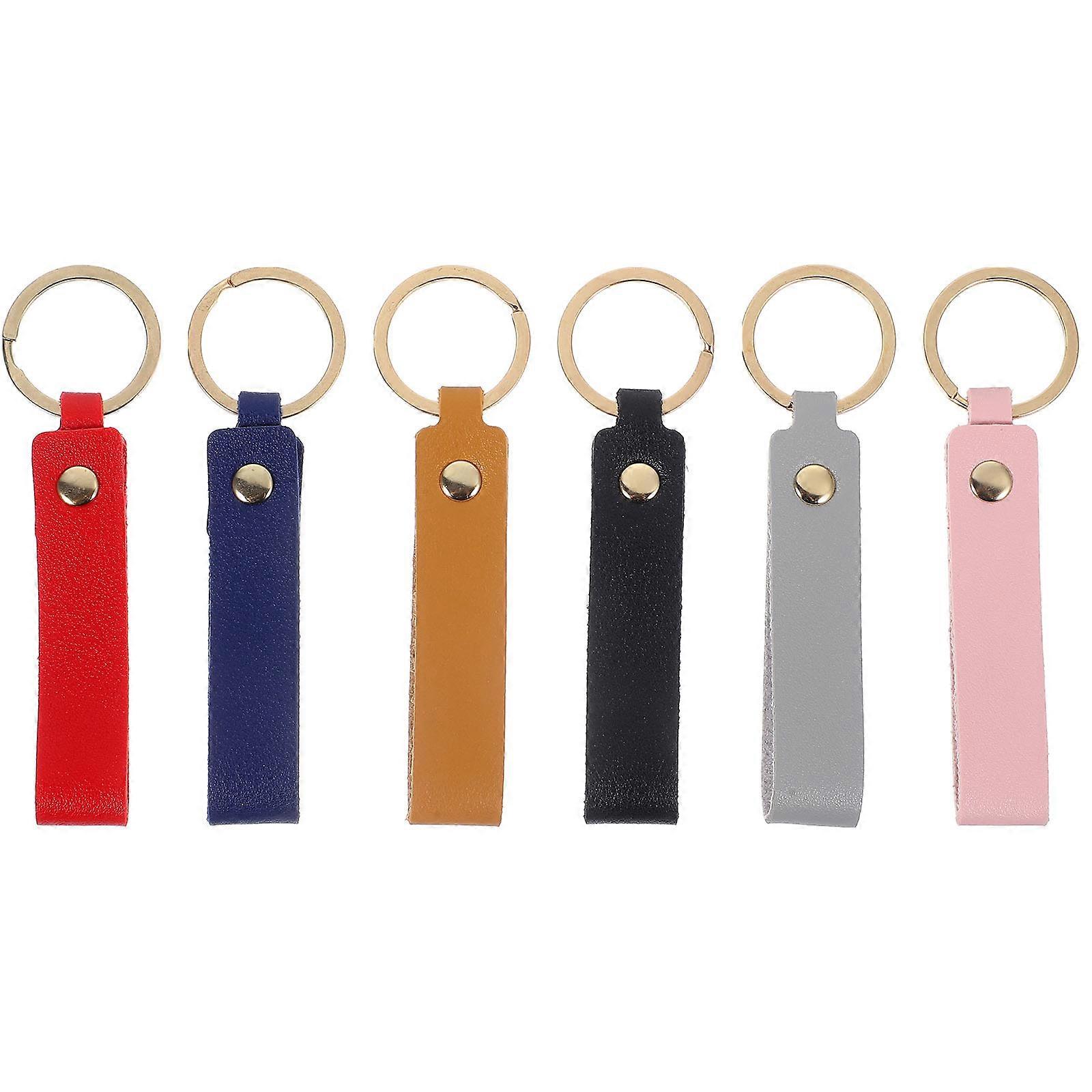 Keychain PU Key Strap for Daily Use 6Pcs Colored Faux