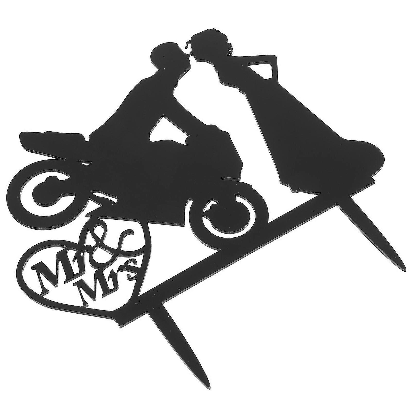 Egg Cake Insert Motorcycle Bride and Groom Cake Topper for Wedding