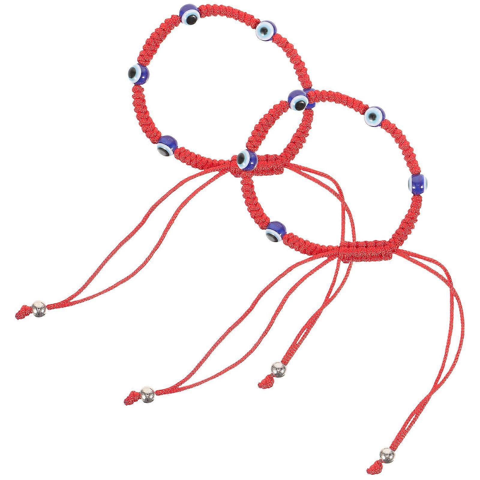 Adjustable Evil Eye Bracelet Braided Rope Bracelets for Wearing 4Pcs