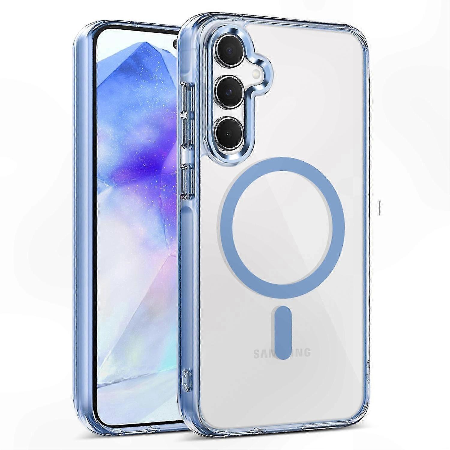 Magnetic Charging Compatible Clear TPU+PC Case for Galaxy A55 5G