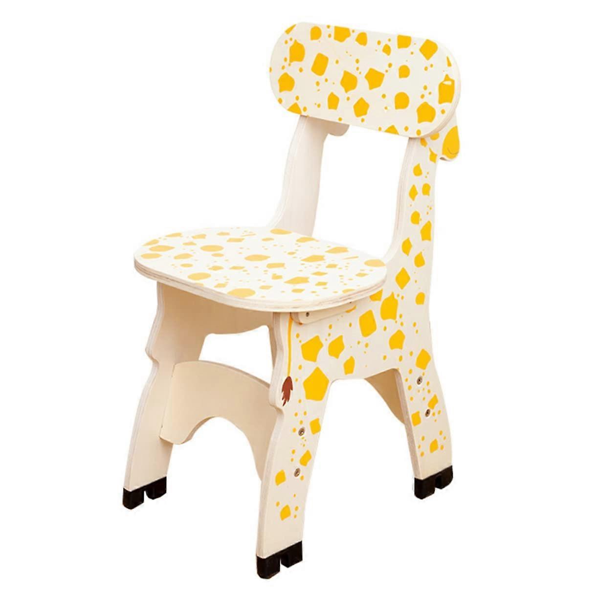 Wooden Giraffe Stool For Playrooms And Kindergartens, Lightweight Kids Chair In Cute Giraffe Design